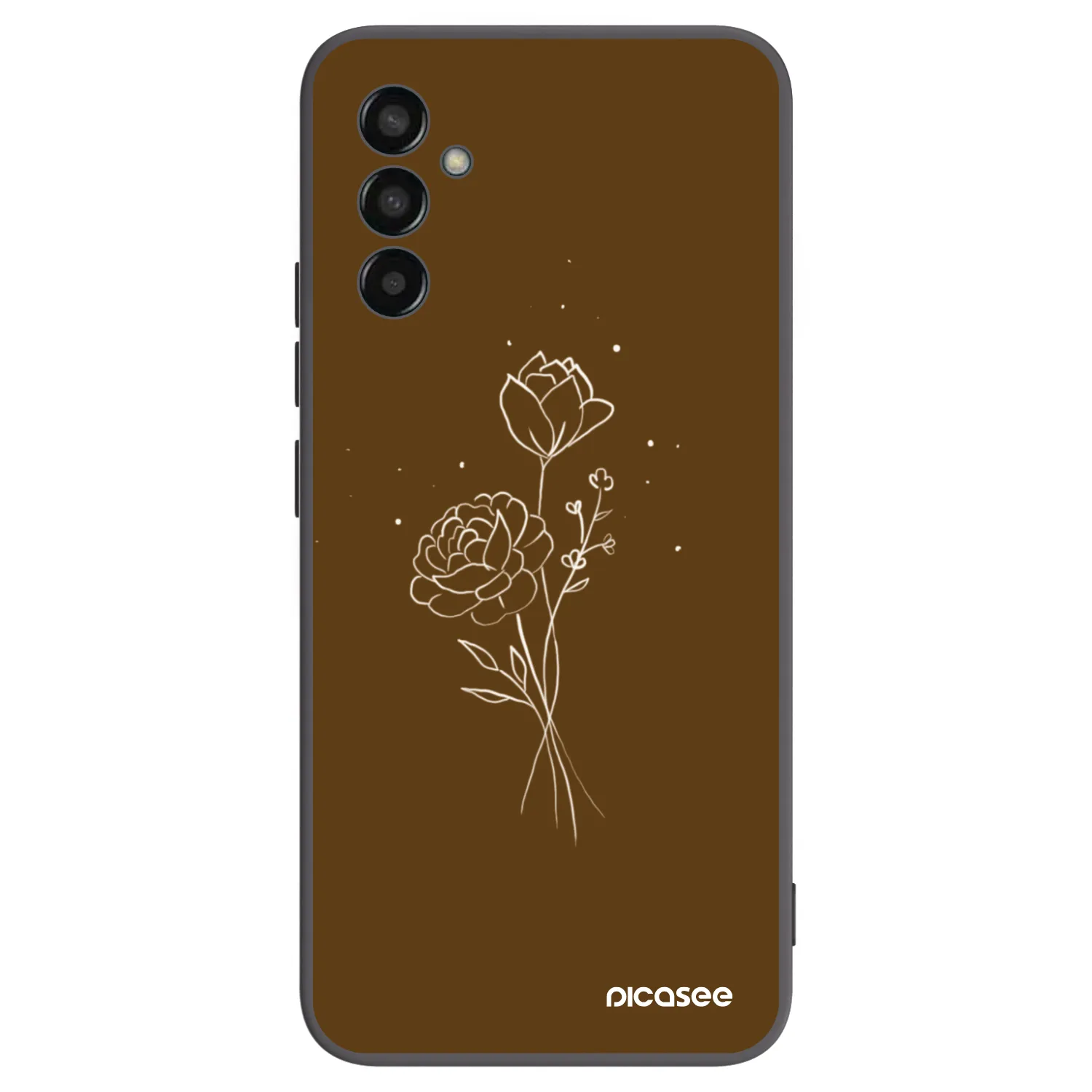 Picasee silikonový černý obal pro Samsung Galaxy M13 M135F - Brown flowers