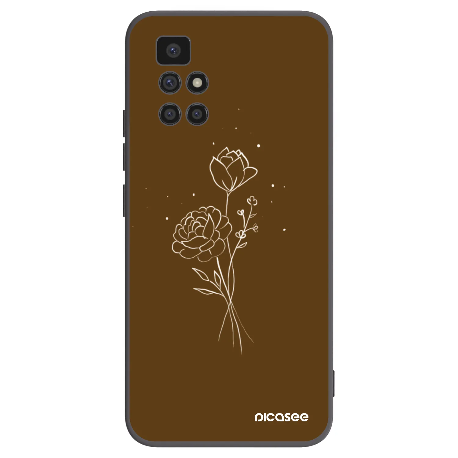 Picasee silikonový černý obal pro Xiaomi Redmi 10 (2022) - Brown flowers