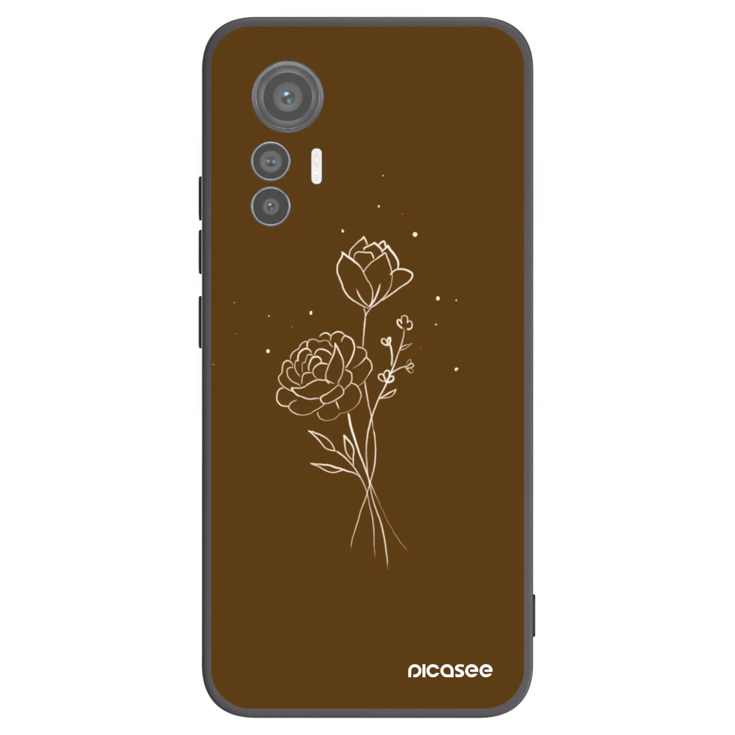Picasee silikonový černý obal pro Xiaomi 12 Lite - Brown flowers