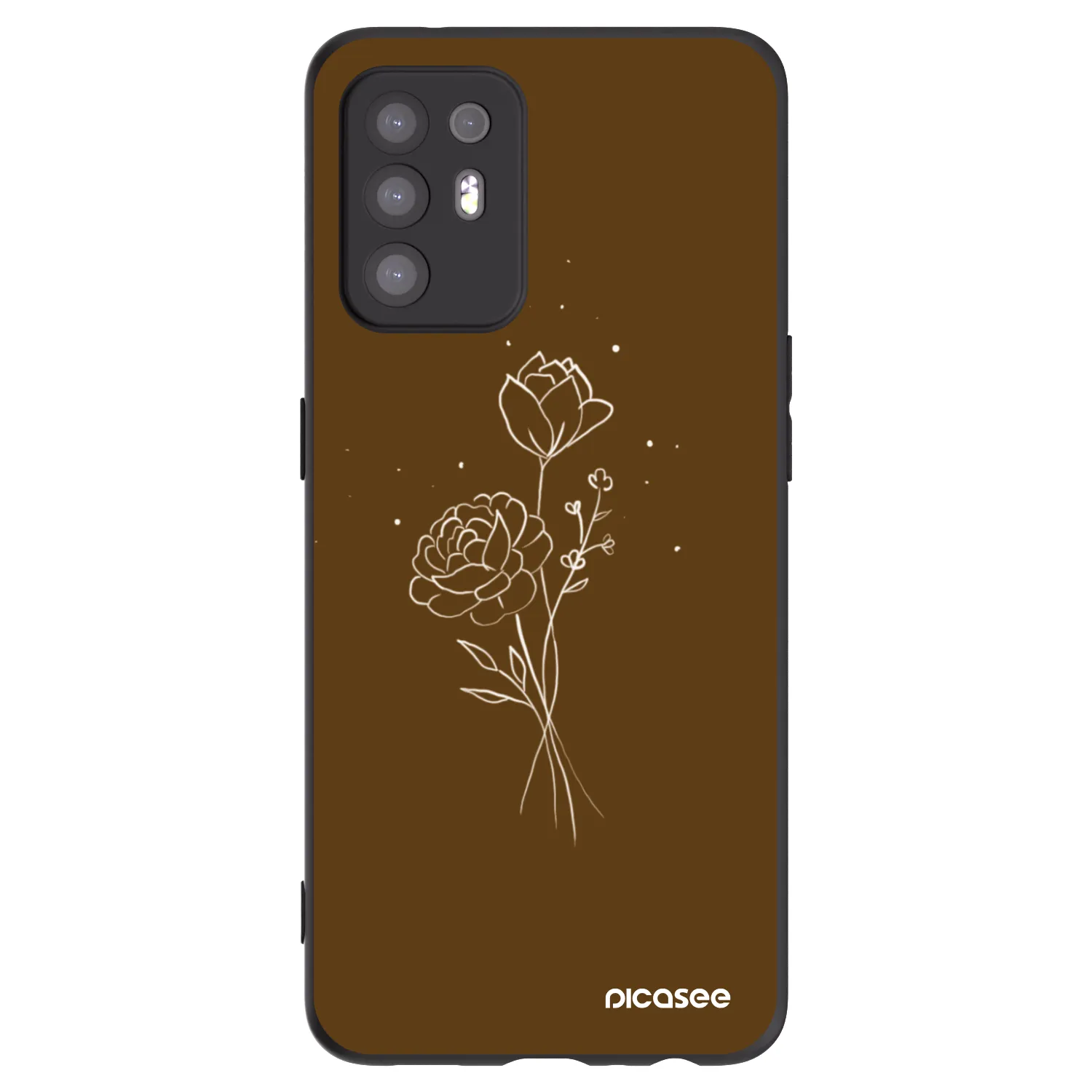 Picasee silikonový černý obal pro OPPO A94 5G - Brown flowers