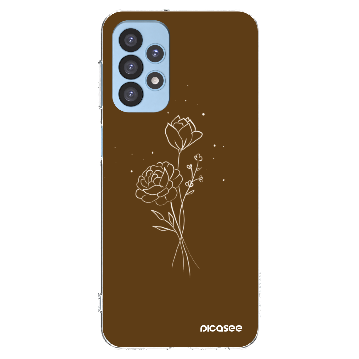 Picasee silikonový průhledný obal pro Samsung Galaxy A23 A235F 4G - Brown flowers