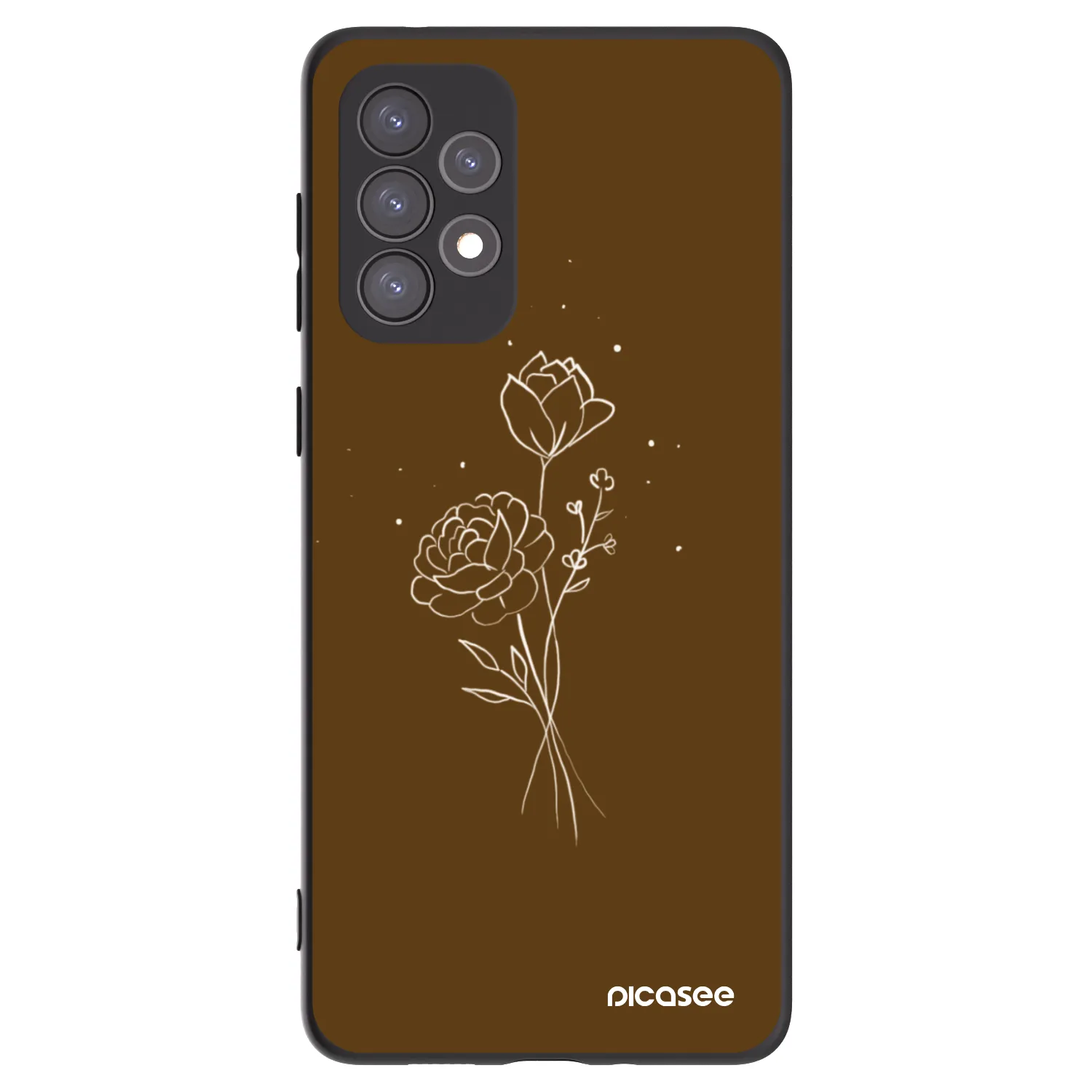 Picasee silikonový černý obal pro Samsung Galaxy A73 5G - Brown flowers
