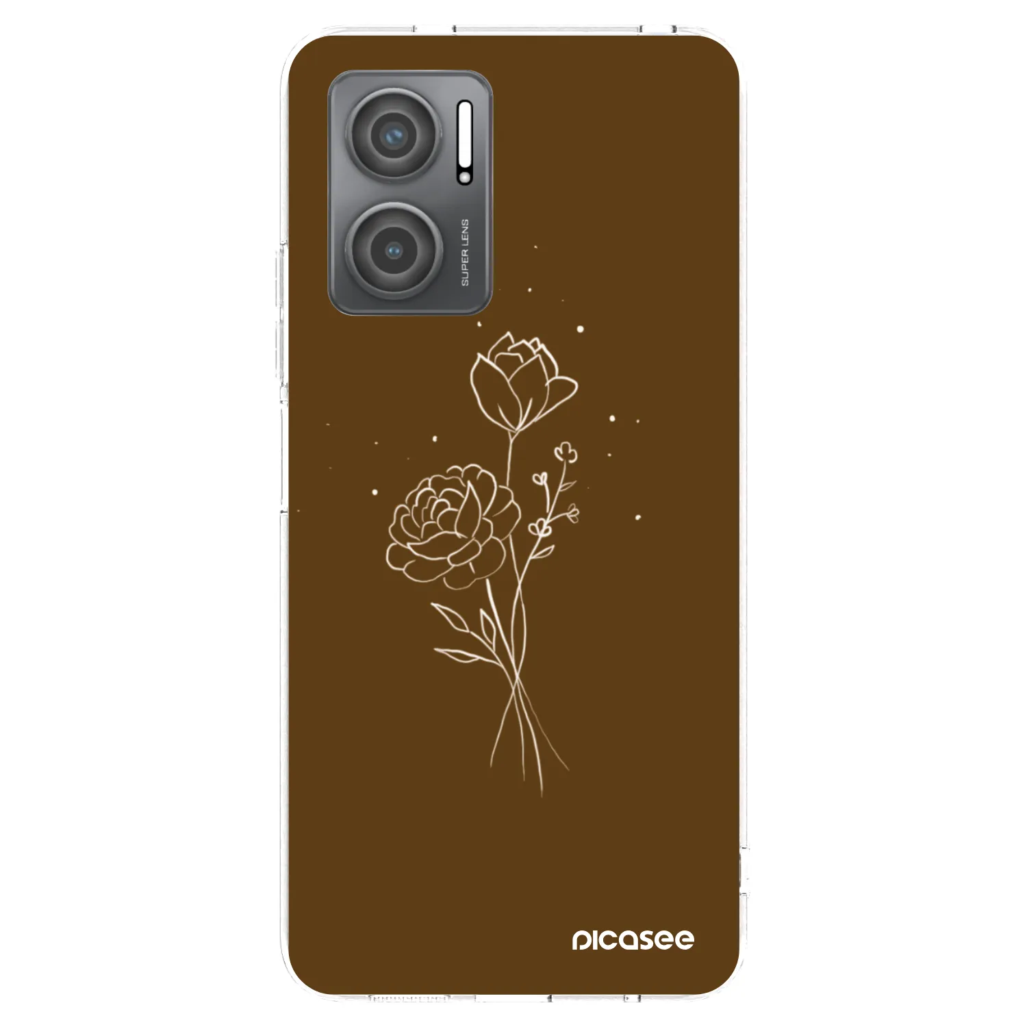 Picasee silikonový průhledný obal pro Xiaomi Redmi 10 5G - Brown flowers