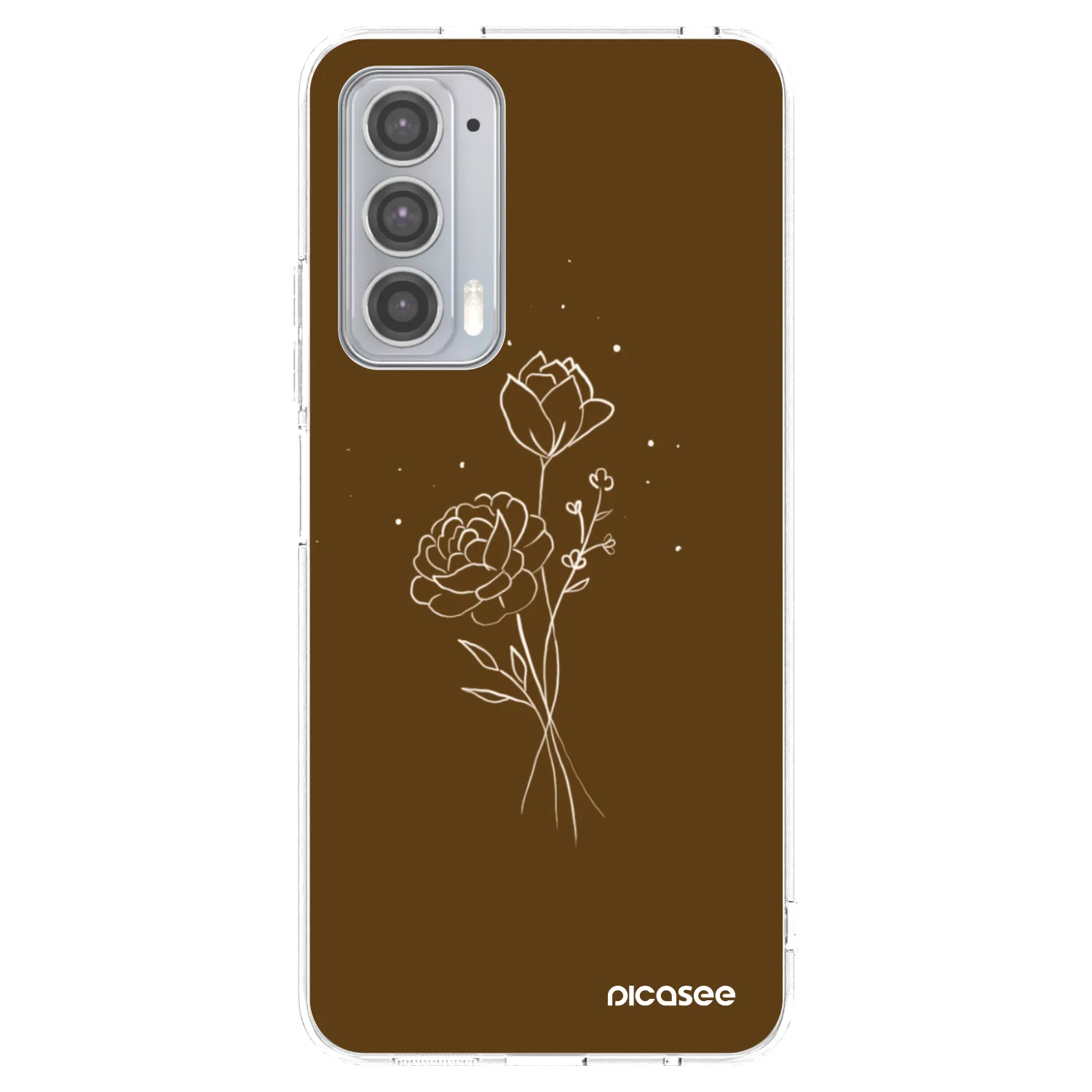 Picasee silikonový průhledný obal pro Motorola Edge 20 - Brown flowers