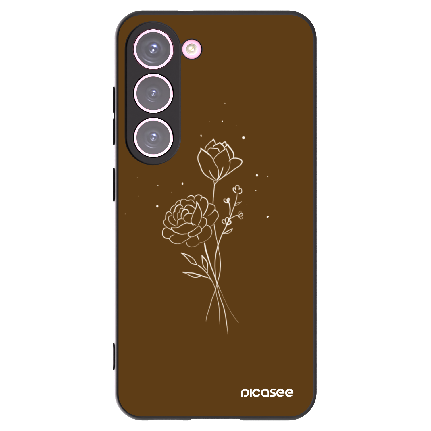 Picasee silikonový černý obal pro Samsung Galaxy S23 5G - Brown flowers