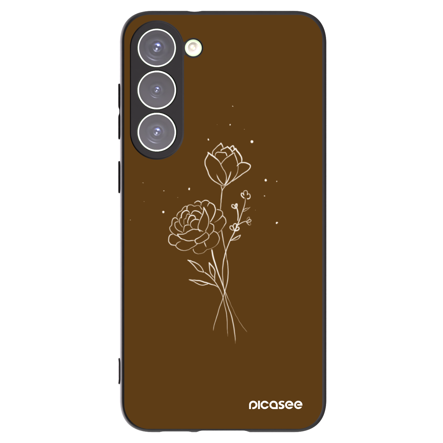Picasee silikonový černý obal pro Samsung Galaxy S23+ 5G - Brown flowers
