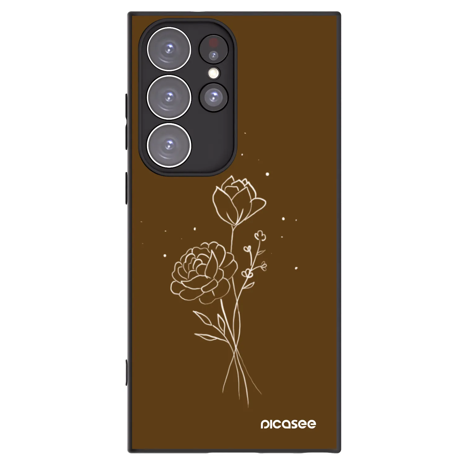 Picasee silikonový černý obal pro Samsung Galaxy S23 Ultra 5G - Brown flowers