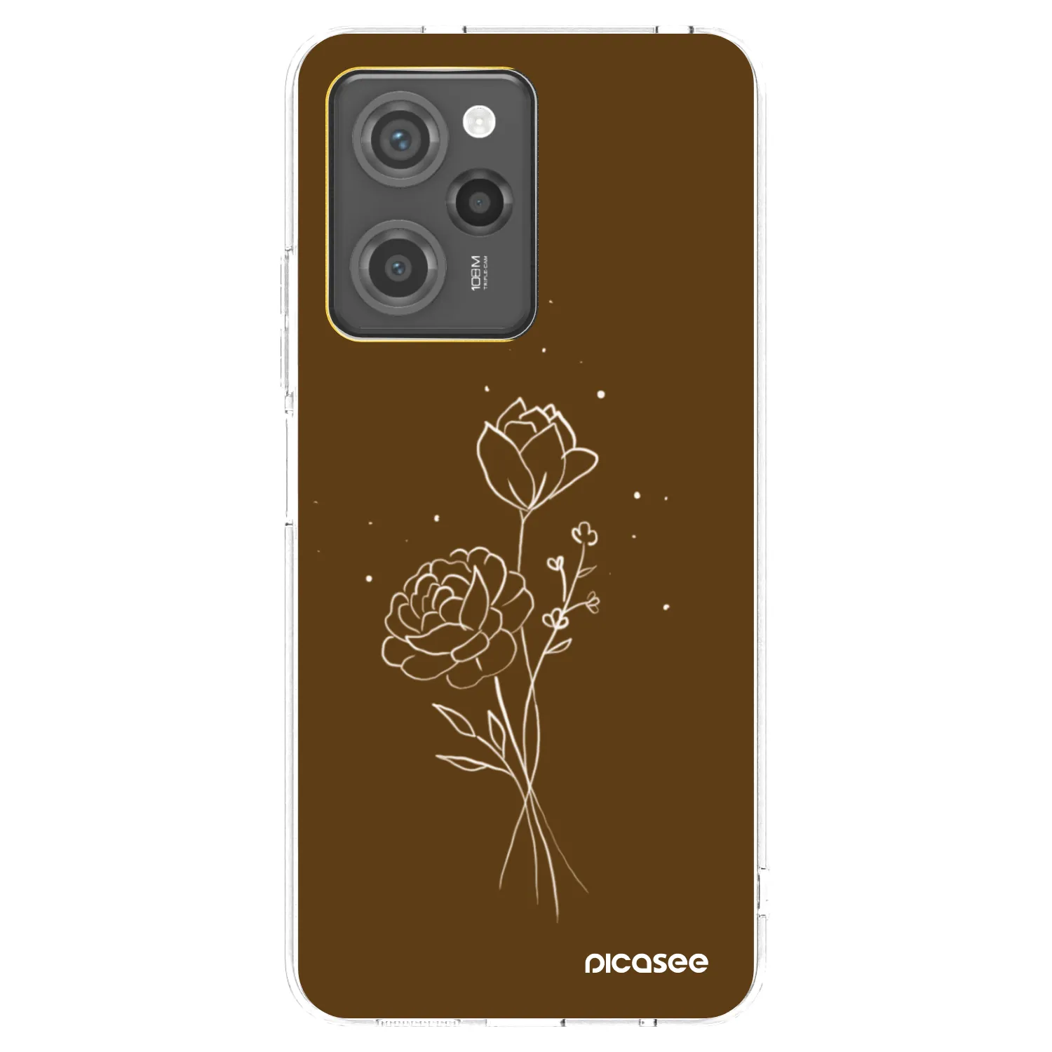 Picasee silikonový černý obal pro Xiaomi Poco X5 Pro - Brown flowers