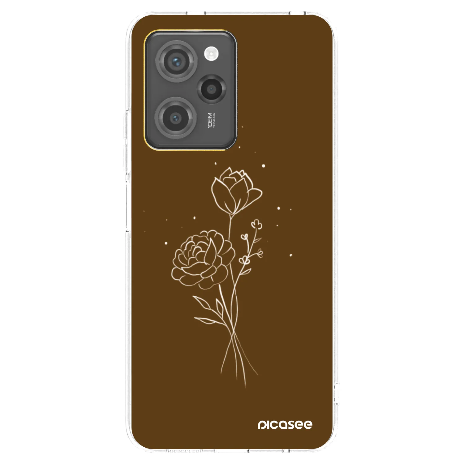 Picasee silikonový průhledný obal pro Xiaomi Poco X5 Pro - Brown flowers