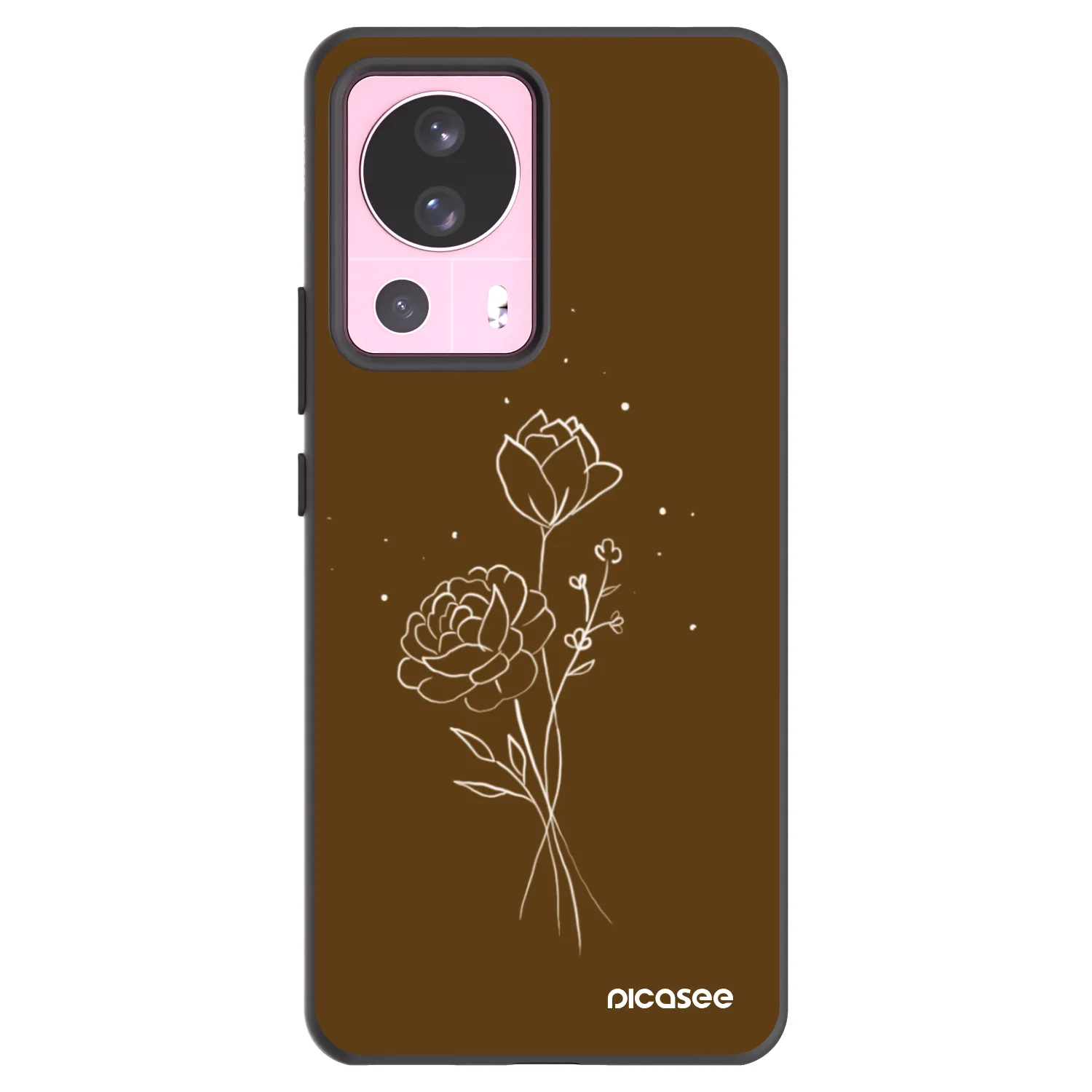Picasee silikonový černý obal pro Xiaomi 13 Lite - Brown flowers
