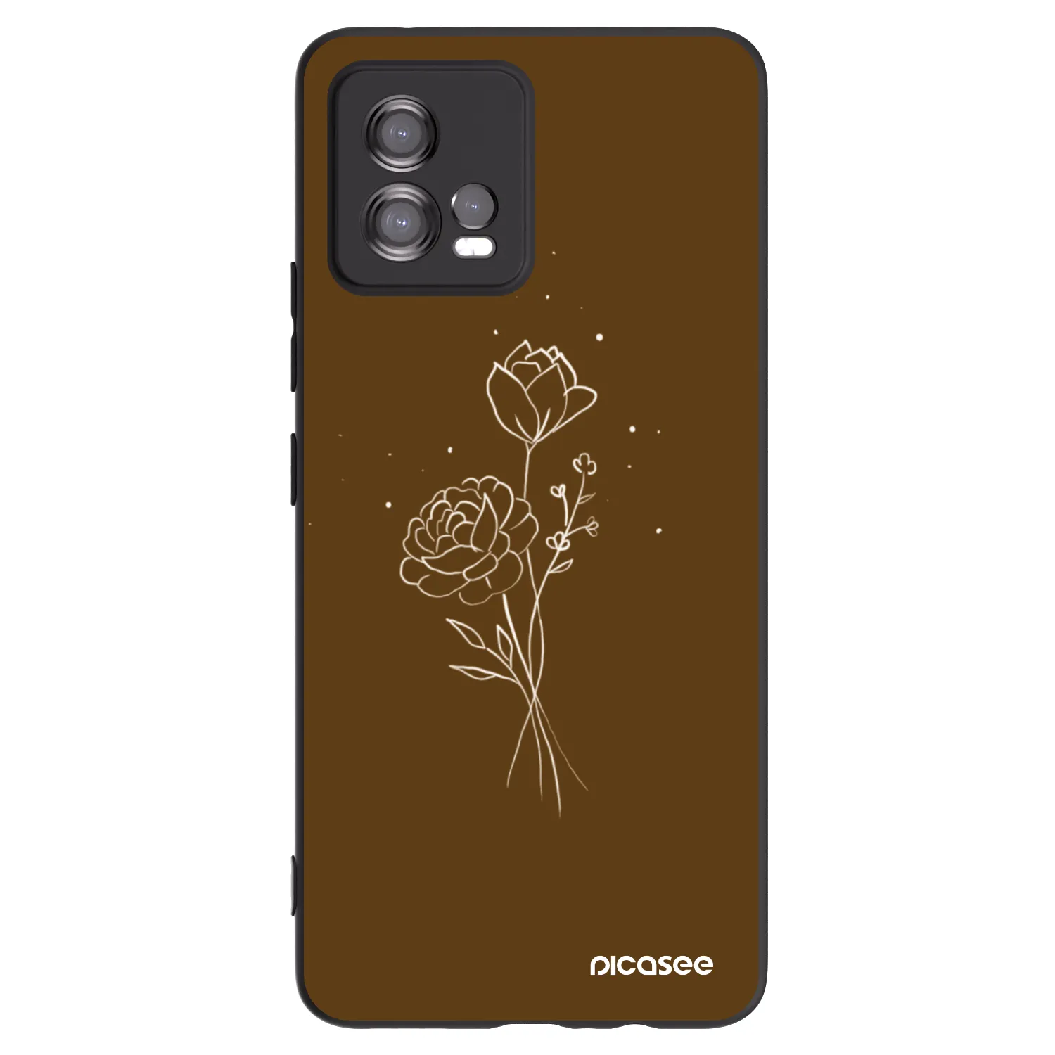 Picasee silikonový černý obal pro Motorola Moto G72 - Brown flowers