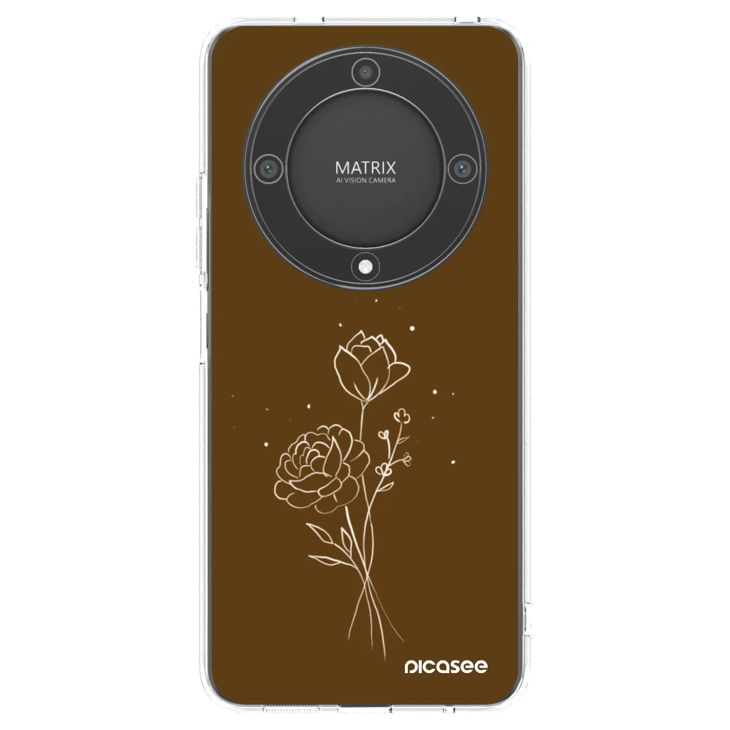 Picasee silikonový průhledný obal pro Honor Magic5 Lite 5G - Brown flowers