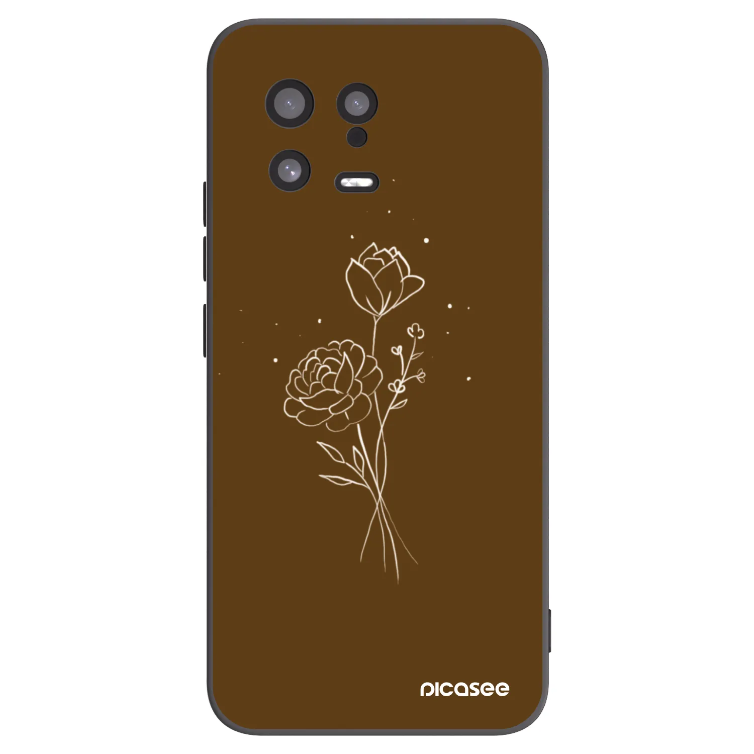Picasee silikonový černý obal pro Xiaomi 13 - Brown flowers