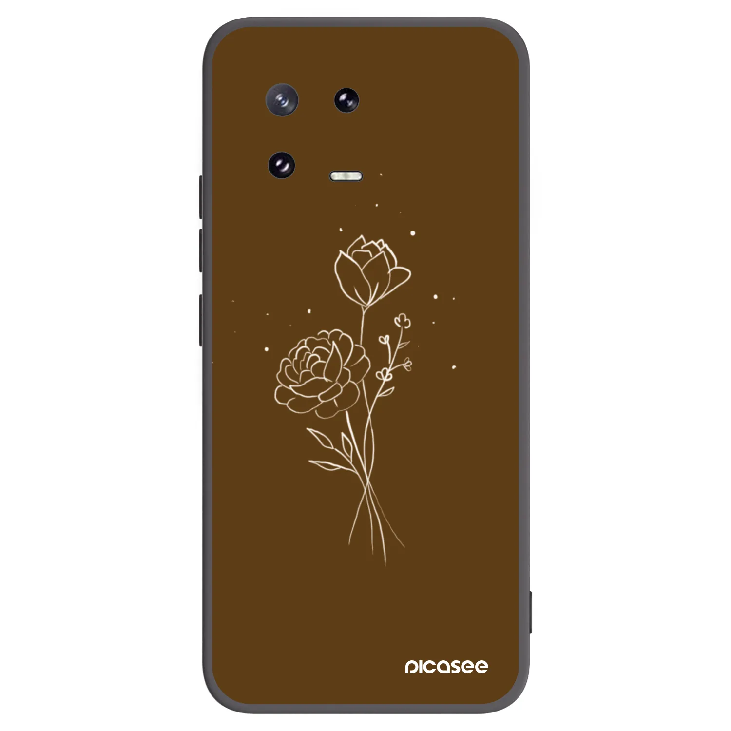 Picasee silikonový černý obal pro Xiaomi 13 Pro - Brown flowers