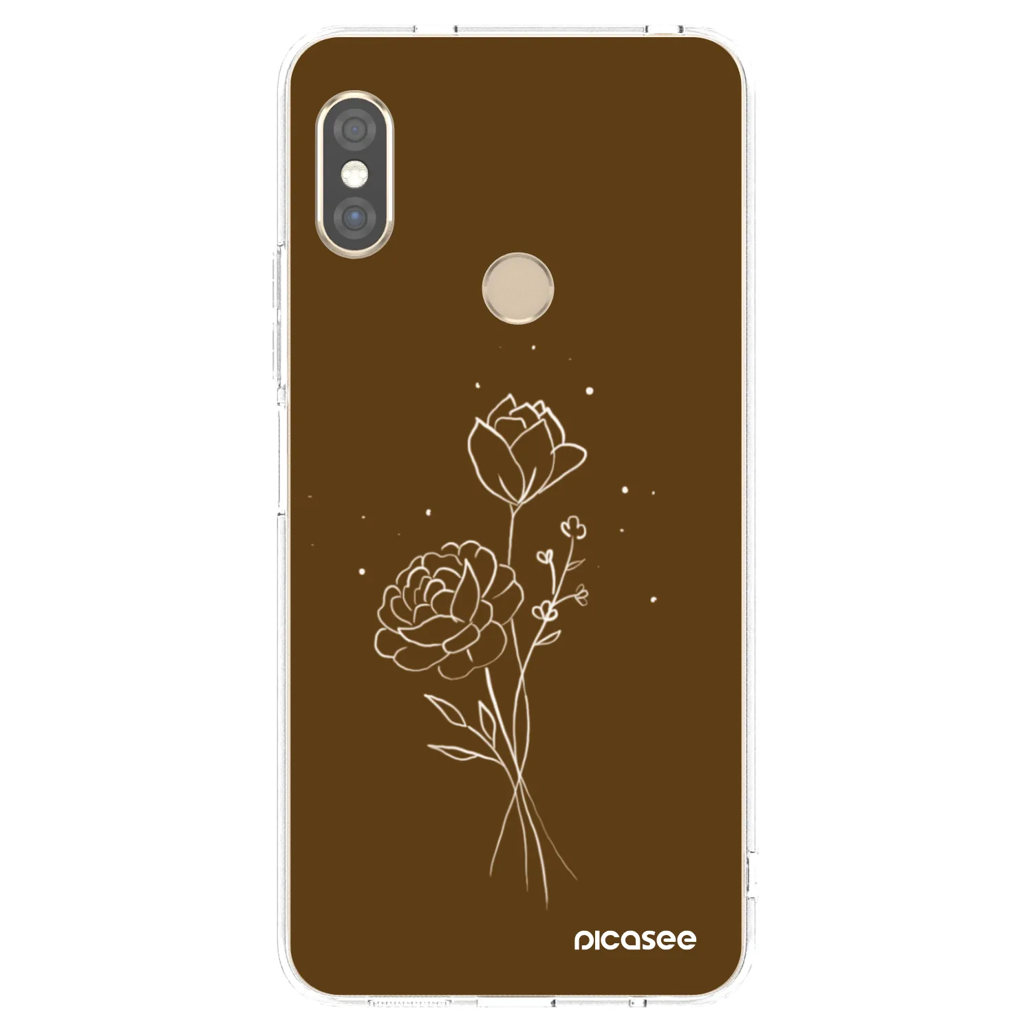 Picasee silikonový průhledný obal pro Xiaomi Redmi Note 5 Global - Brown flowers