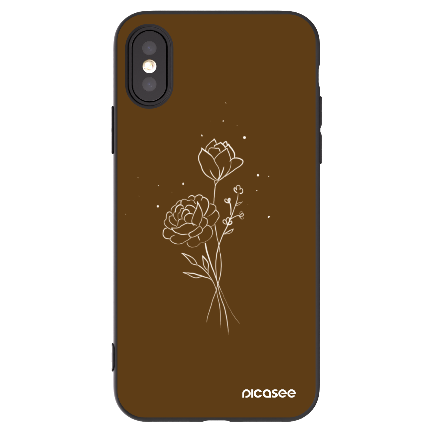 Picasee silikonový černý obal pro Apple iPhone X/XS - Brown flowers