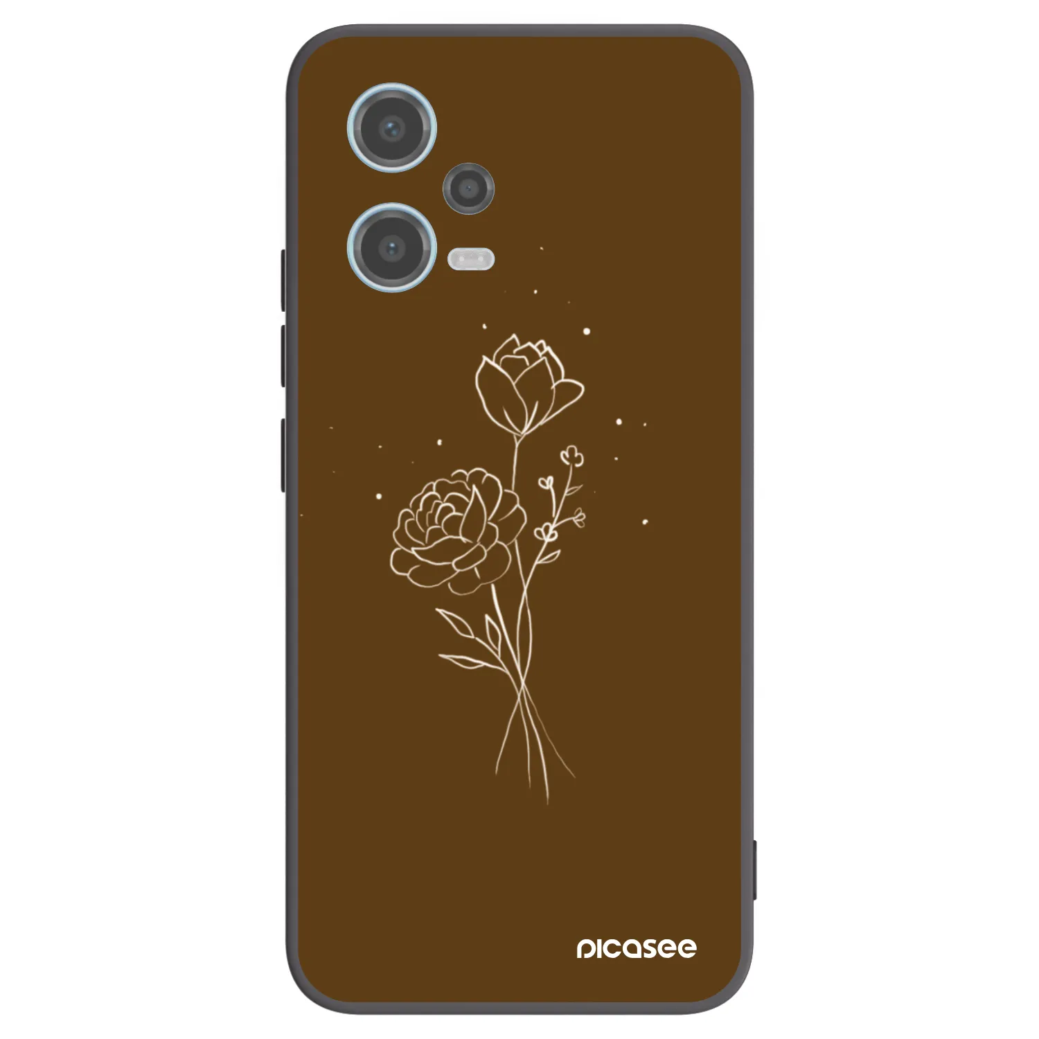 Picasee silikonový černý obal pro Xiaomi Redmi Note 12 5G - Brown flowers