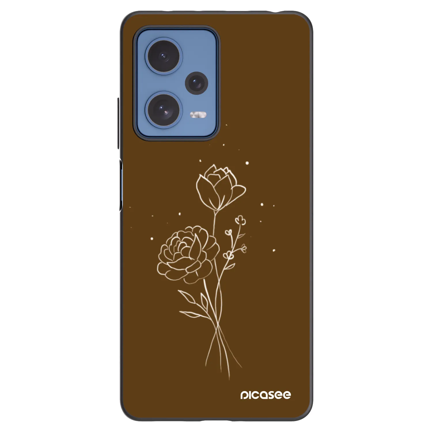 Picasee silikonový černý obal pro Xiaomi Redmi Note 12 Pro 5G - Brown flowers