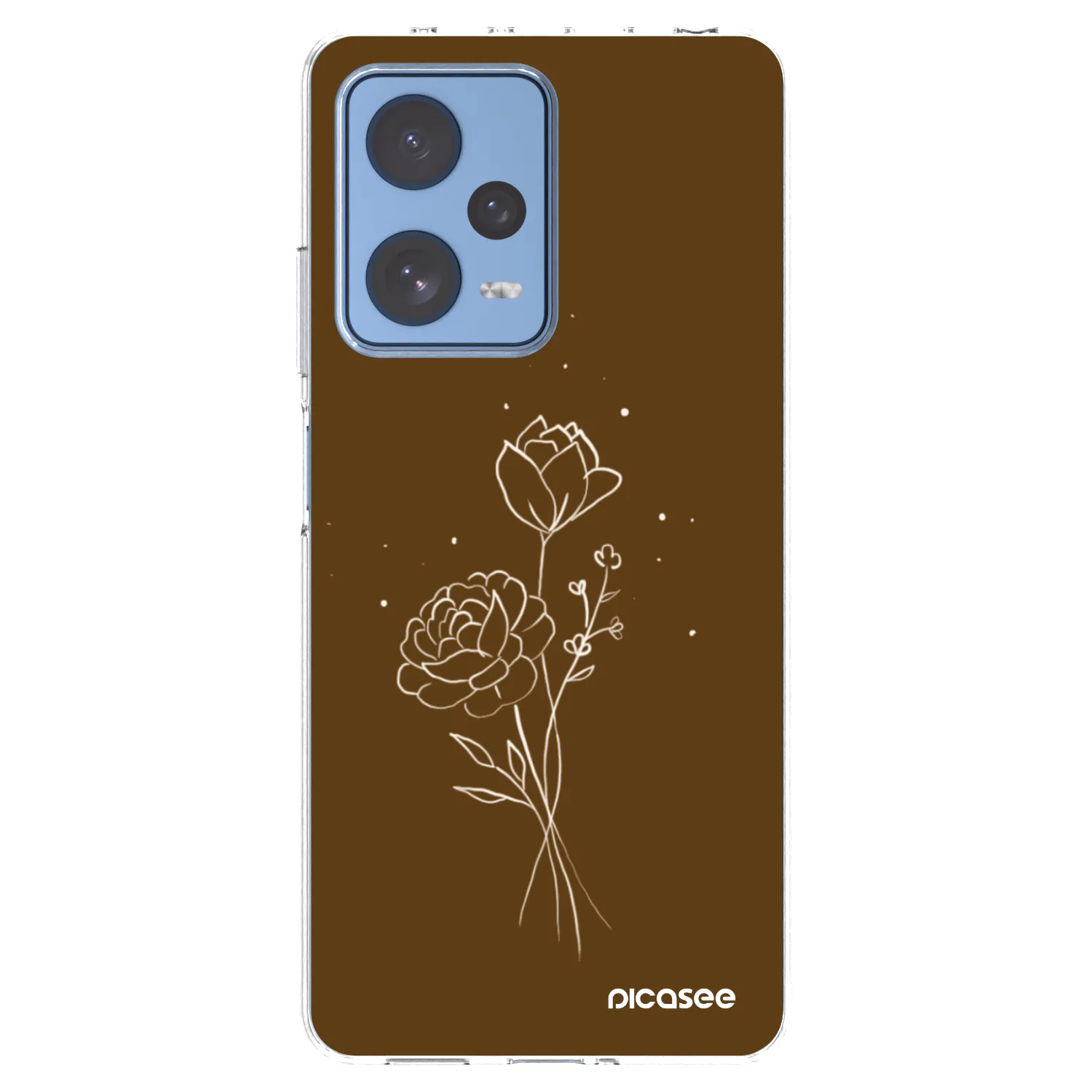 Picasee silikonový průhledný obal pro Xiaomi Redmi Note 12 Pro 5G - Brown flowers