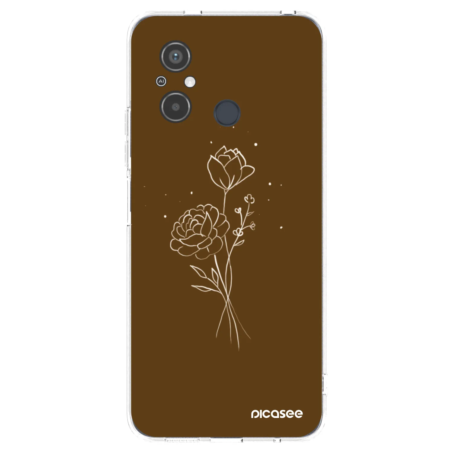 Picasee silikonový průhledný obal pro Xiaomi Redmi 12C - Brown flowers