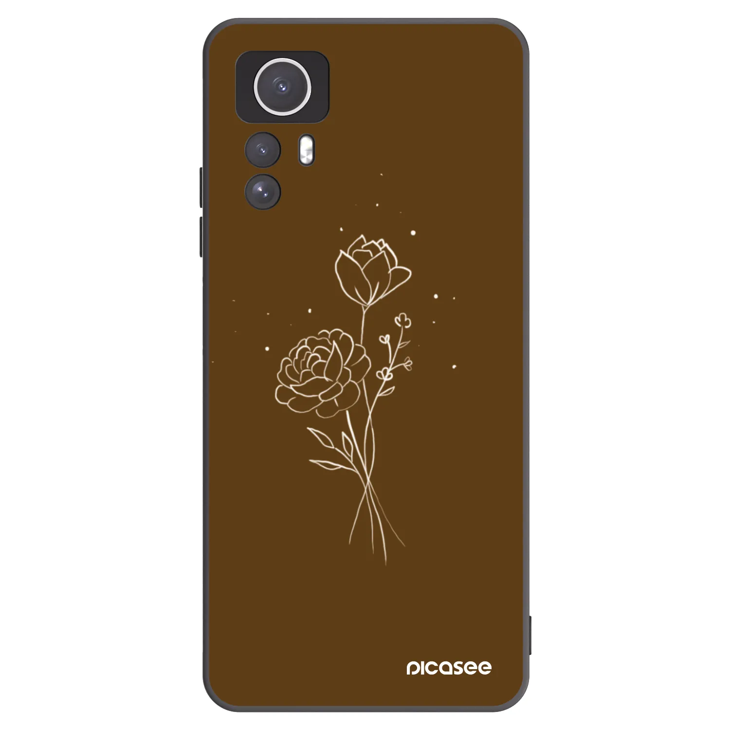 Picasee silikonový černý obal pro Xiaomi Redmi Note 12S - Brown flowers