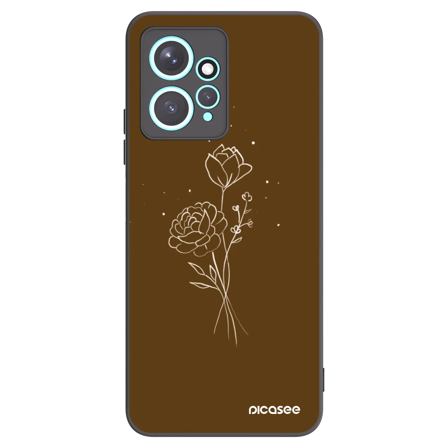 Picasee silikonový černý obal pro Xiaomi Redmi Note 12 4G - Brown flowers