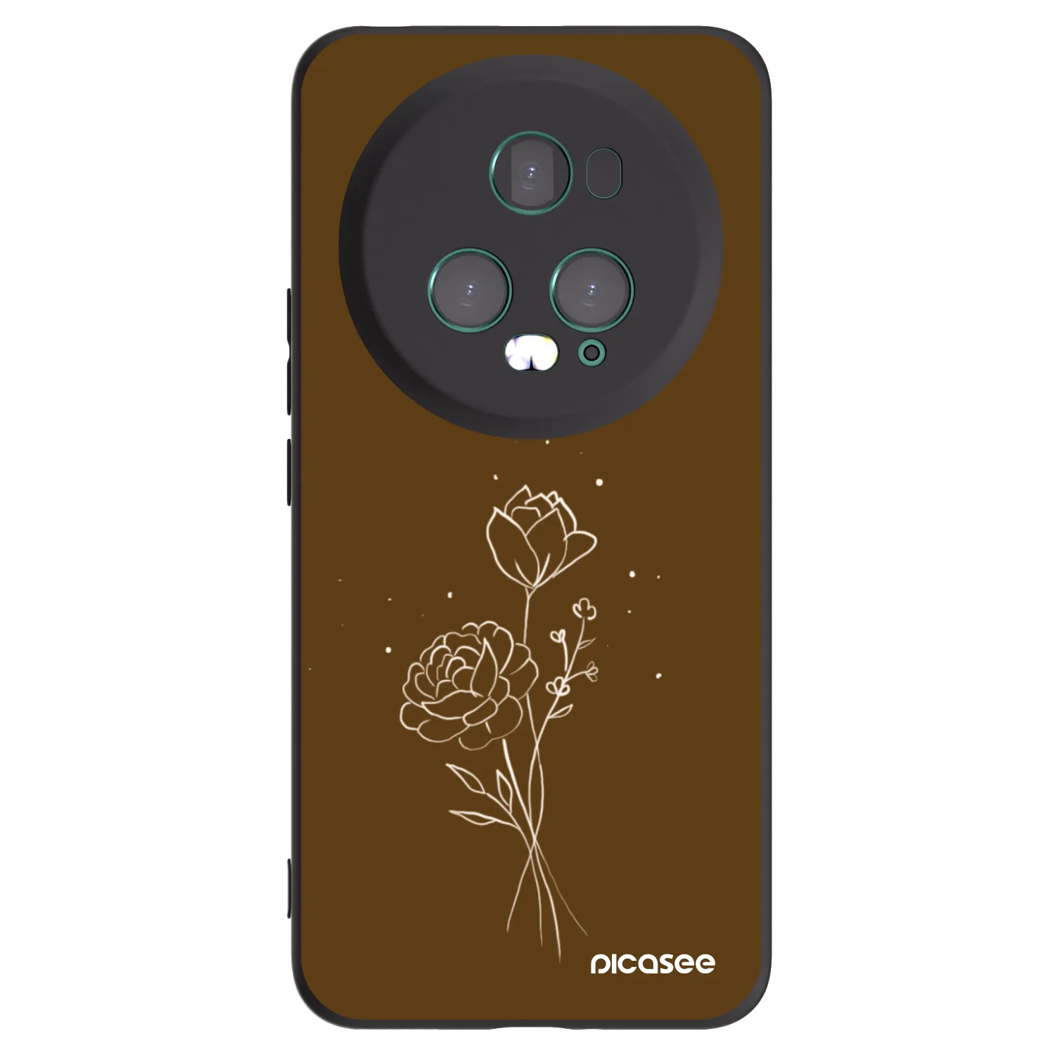Picasee silikonový černý obal pro Honor Magic5 Pro - Brown flowers