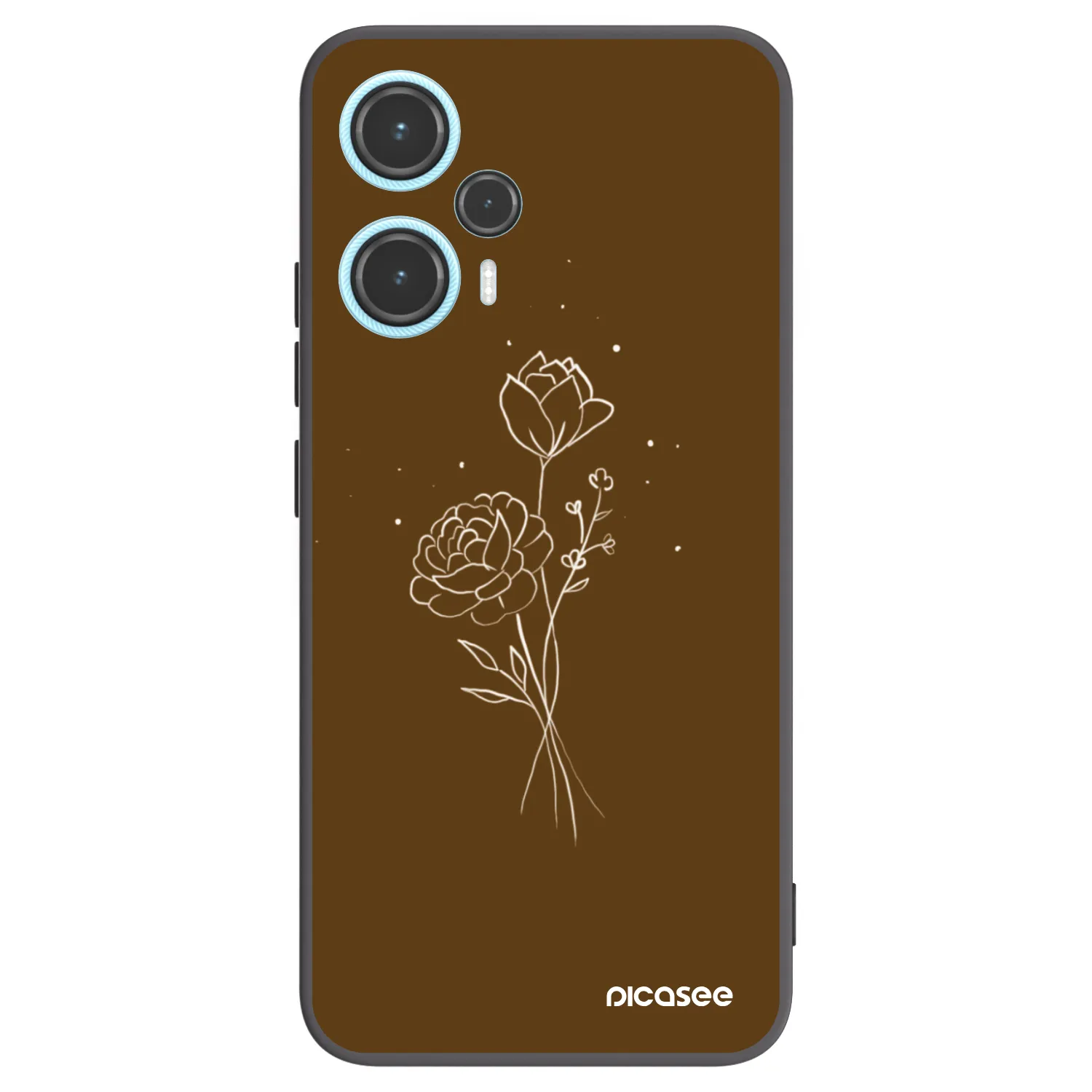 Picasee silikonový černý obal pro Xiaomi Poco F5 - Brown flowers