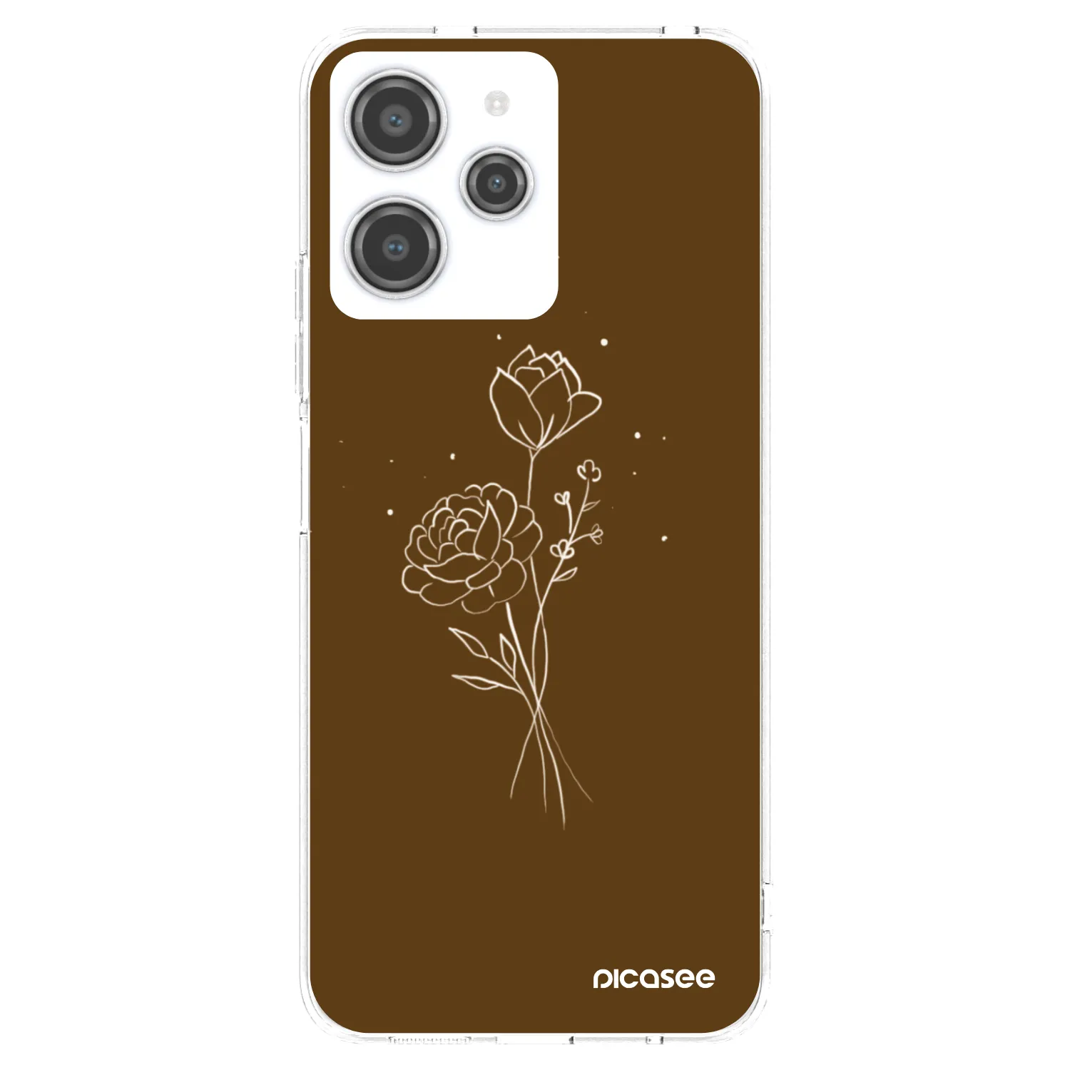 Picasee silikonový průhledný obal pro Xiaomi Redmi 12 4G - Brown flowers