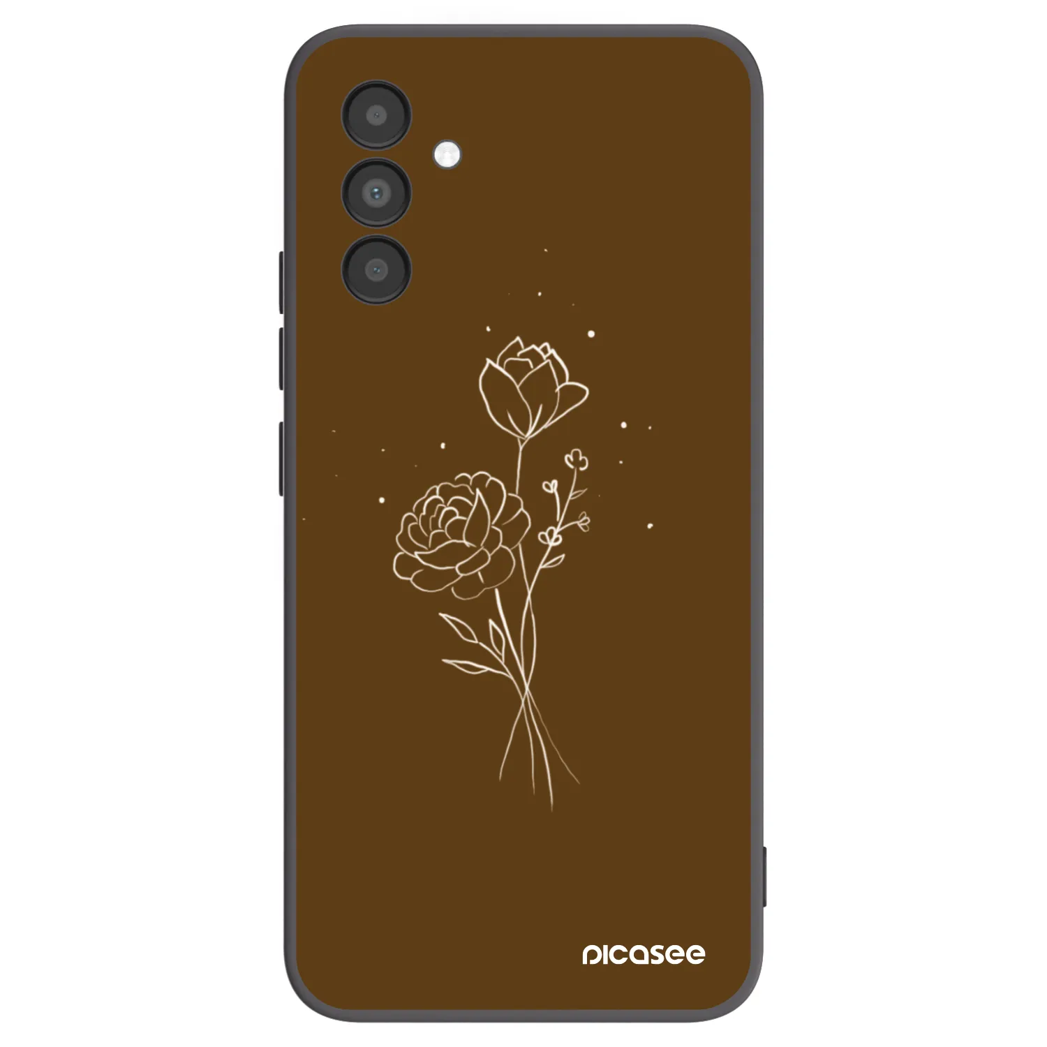 Picasee silikonový černý obal pro Samsung Galaxy A04s A047F - Brown flowers