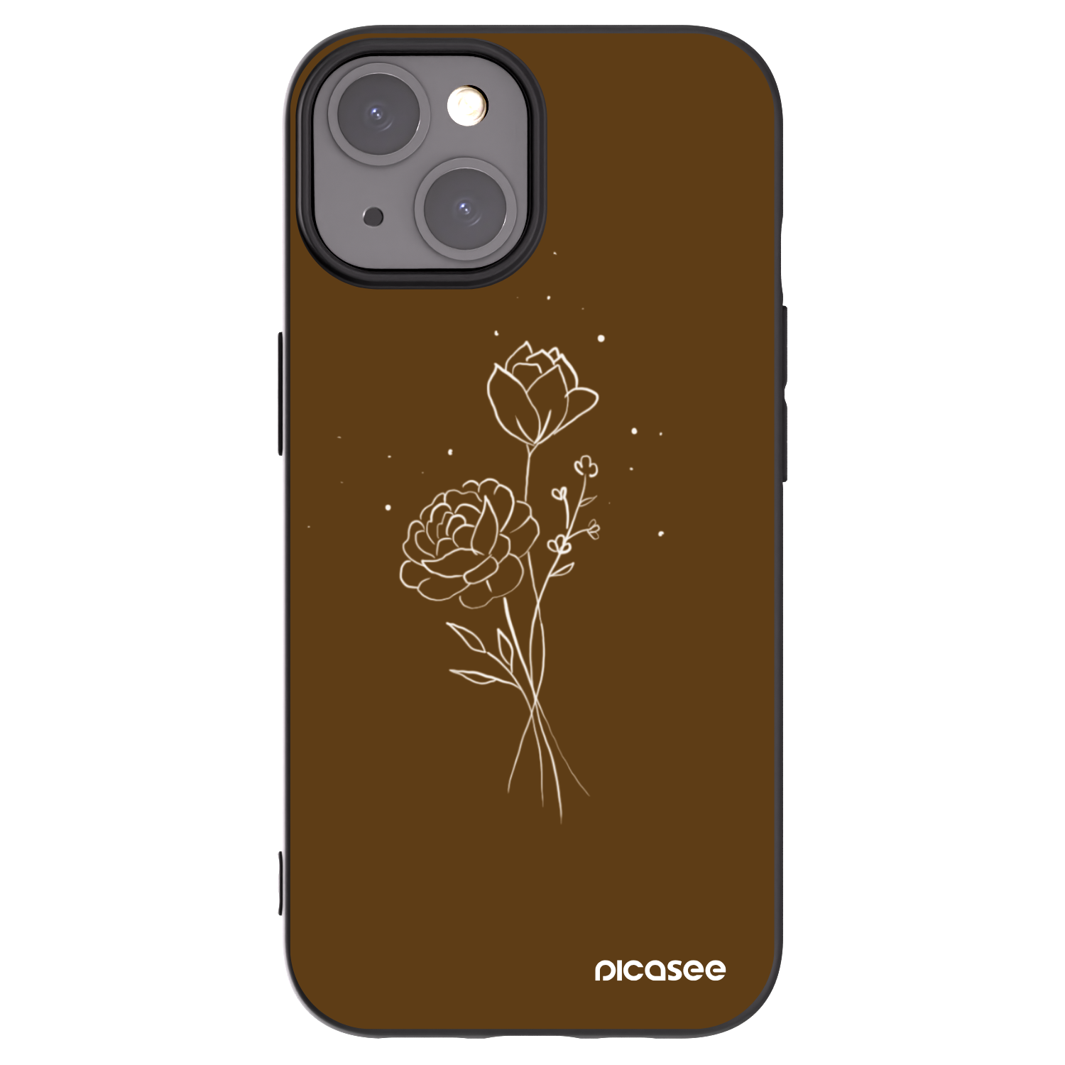Picasee silikonový černý obal pro Apple iPhone 15 - Brown flowers