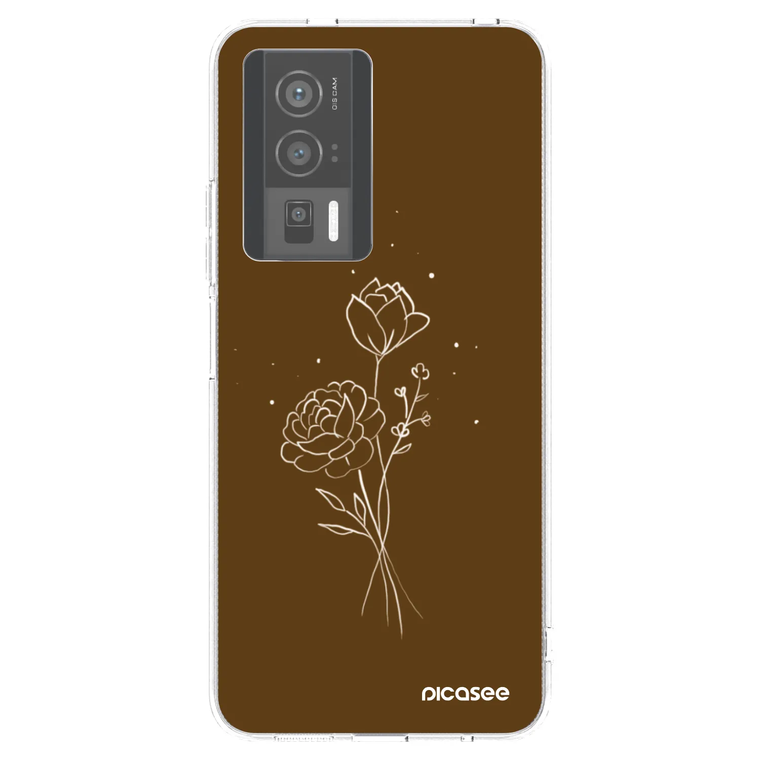 Picasee silikonový průhledný obal pro Xiaomi Poco F5 Pro 5G - Brown flowers