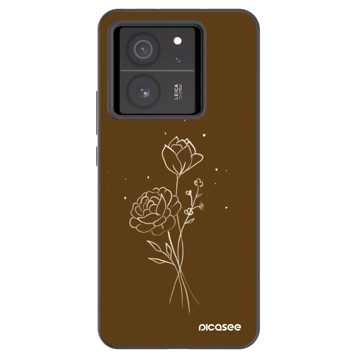 Picasee silikonový černý obal pro Xiaomi 13T - Brown flowers