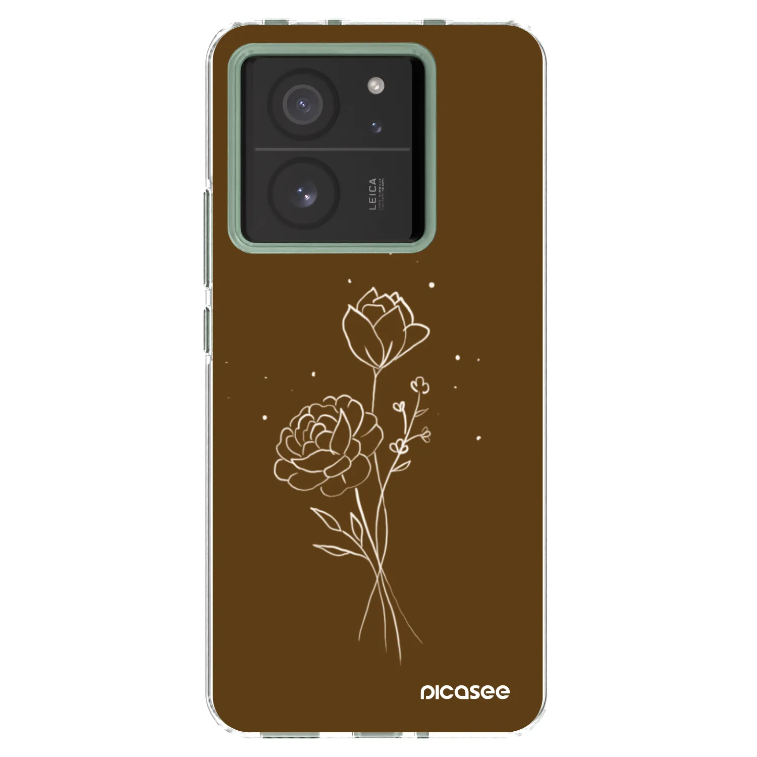 Picasee silikonový průhledný obal pro Xiaomi 13T - Brown flowers