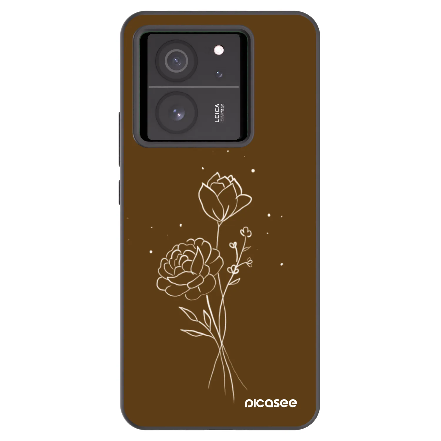 Picasee silikonový černý obal pro Xiaomi 13T Pro - Brown flowers