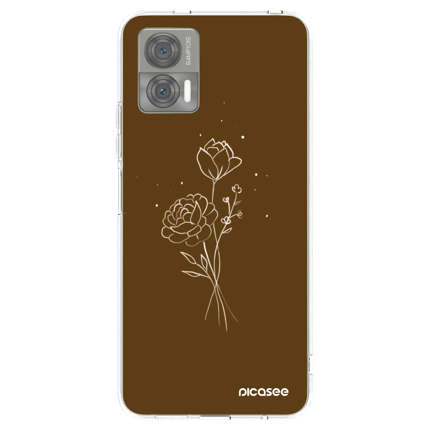 Picasee silikonový průhledný obal pro Motorola Edge 30 Neo - Brown flowers