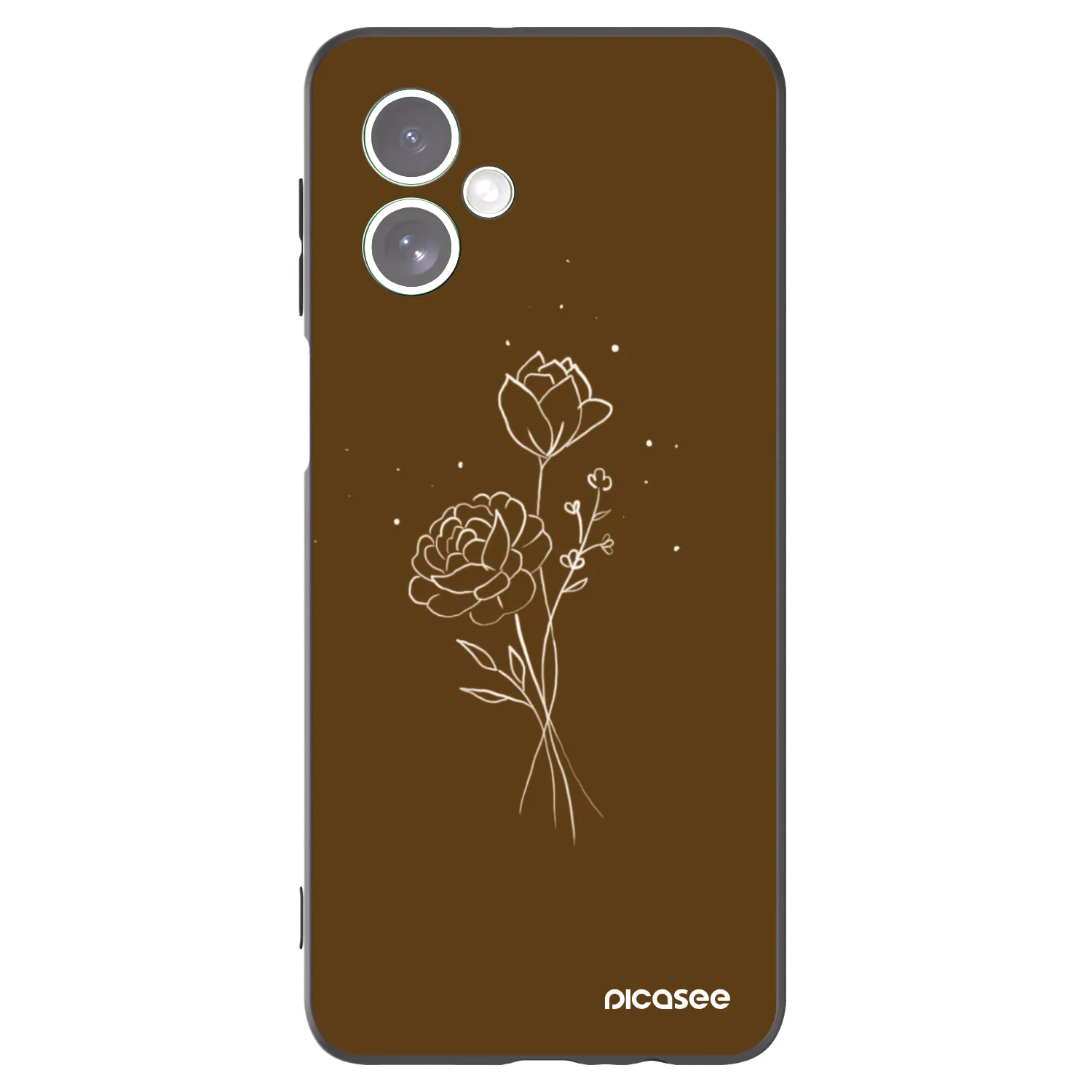 Picasee silikonový černý obal pro Motorola Moto G54 5G - Brown flowers