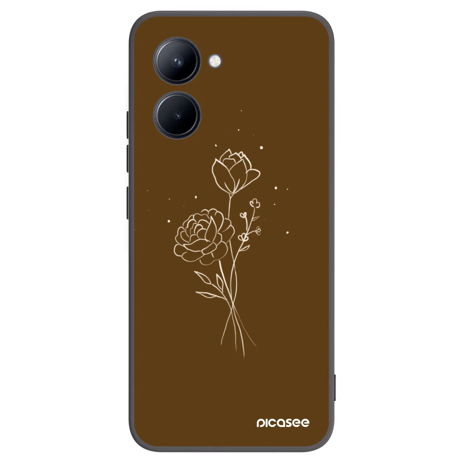Picasee silikonový černý obal pro Realme C33 (2023) - Brown flowers