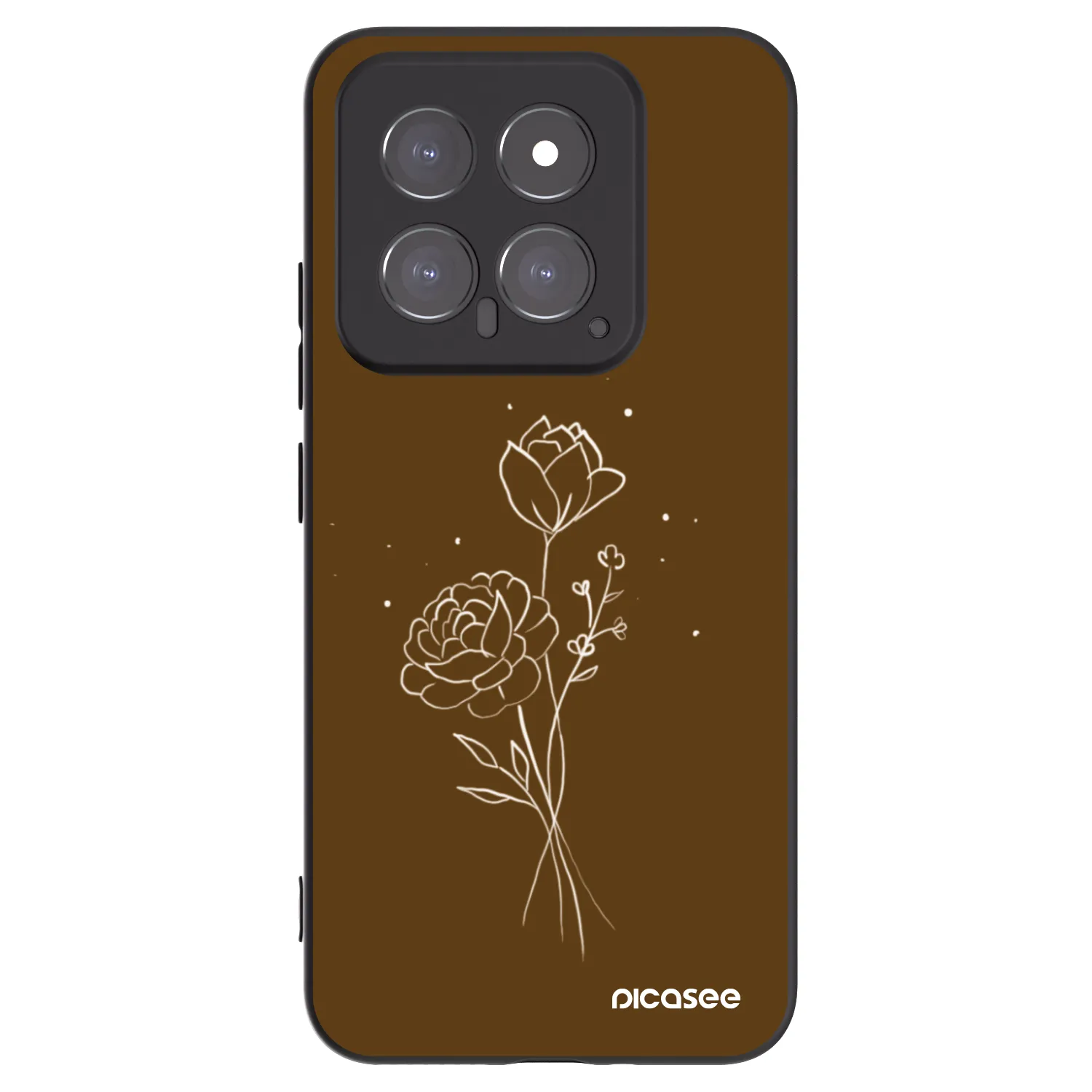 Picasee silikonový černý obal pro Xiaomi 14 - Brown flowers