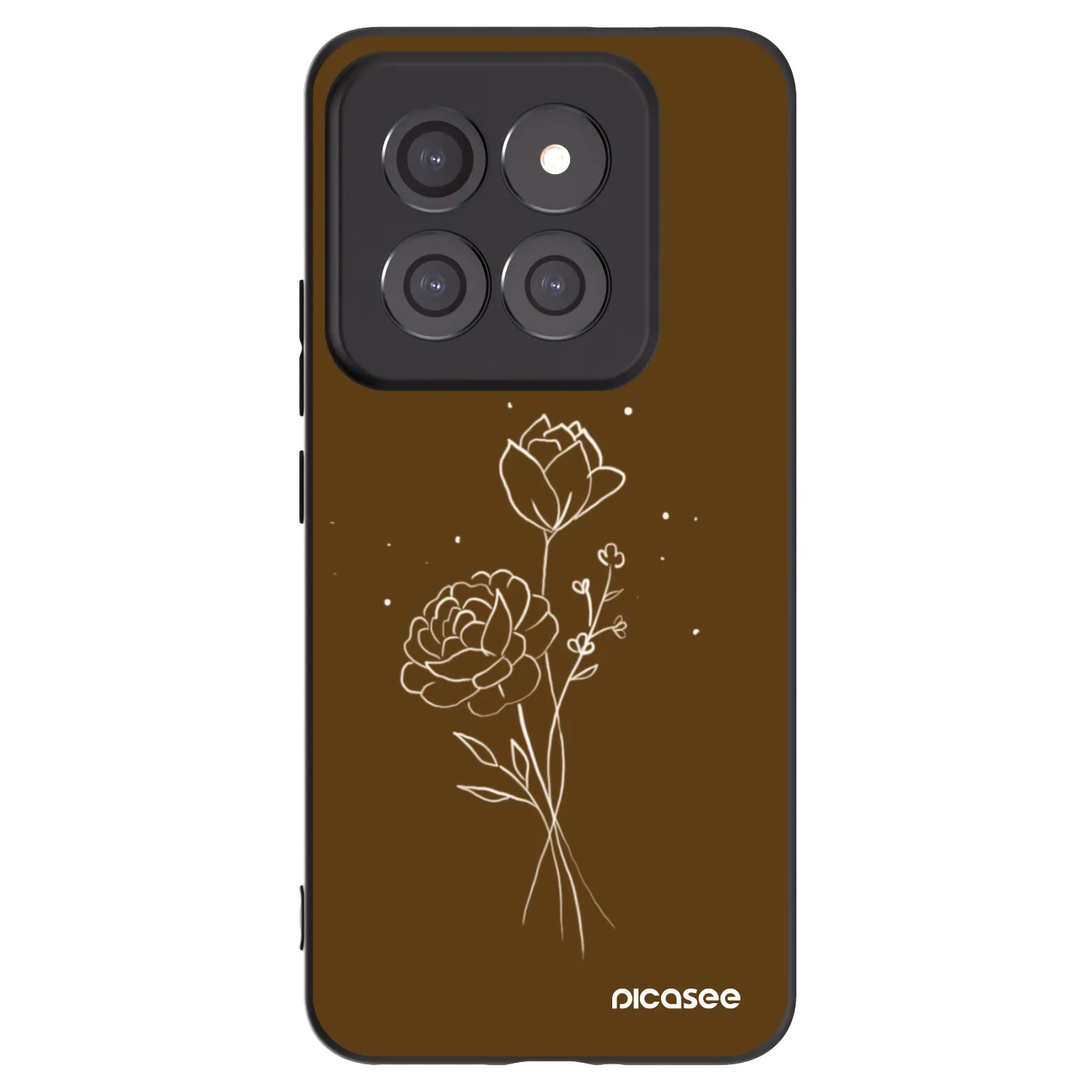 Picasee silikonový černý obal pro Xiaomi 14 Pro - Brown flowers