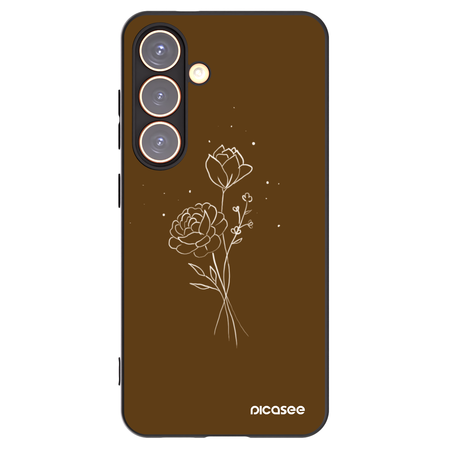Picasee silikonový černý obal pro Samsung Galaxy S24 S921B 5G - Brown flowers