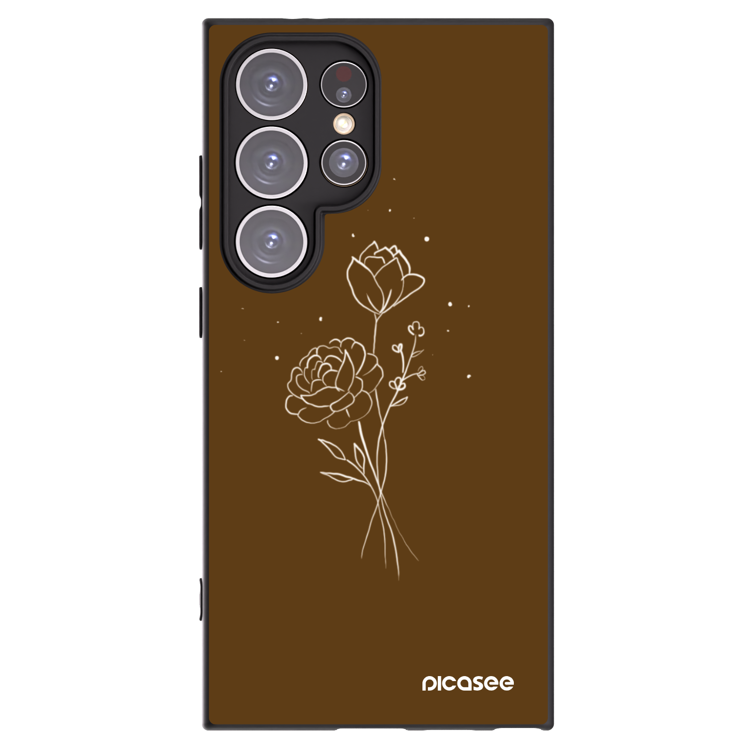 Picasee silikonový černý obal pro Samsung Galaxy S24 Ultra S928B 5G - Brown flowers