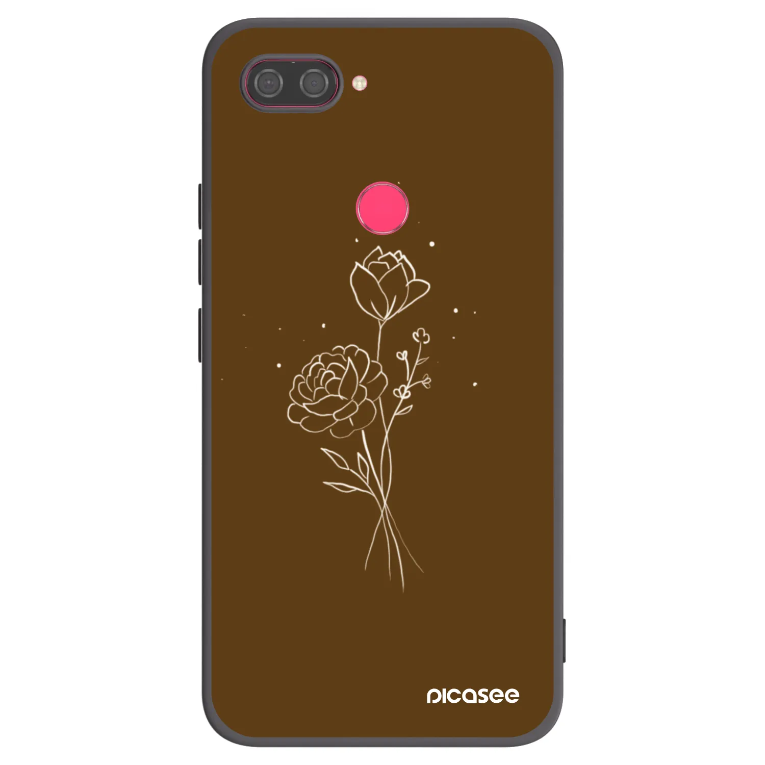 Picasee silikonový černý obal pro Xiaomi Mi 8 Lite - Brown flowers