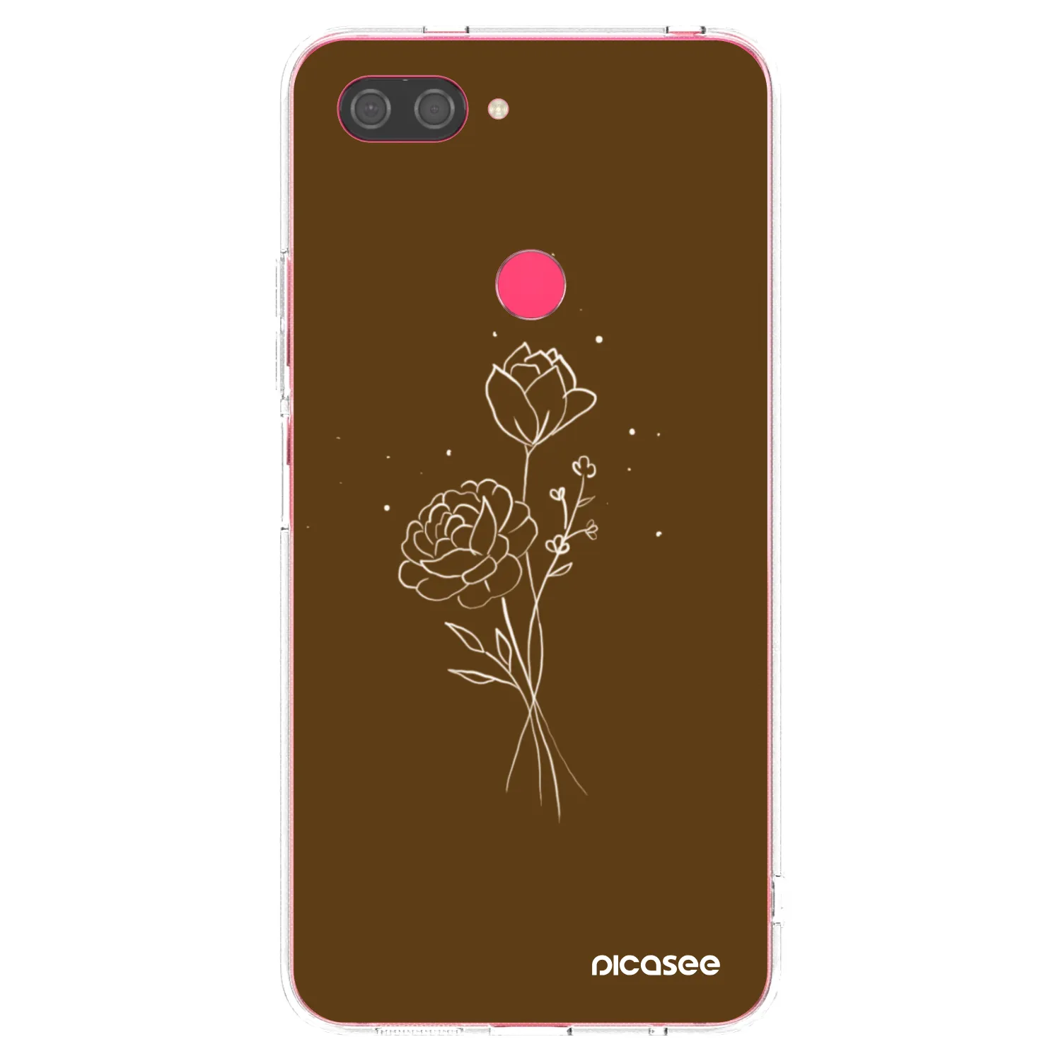 Picasee silikonový průhledný obal pro Xiaomi Mi 8 Lite - Brown flowers