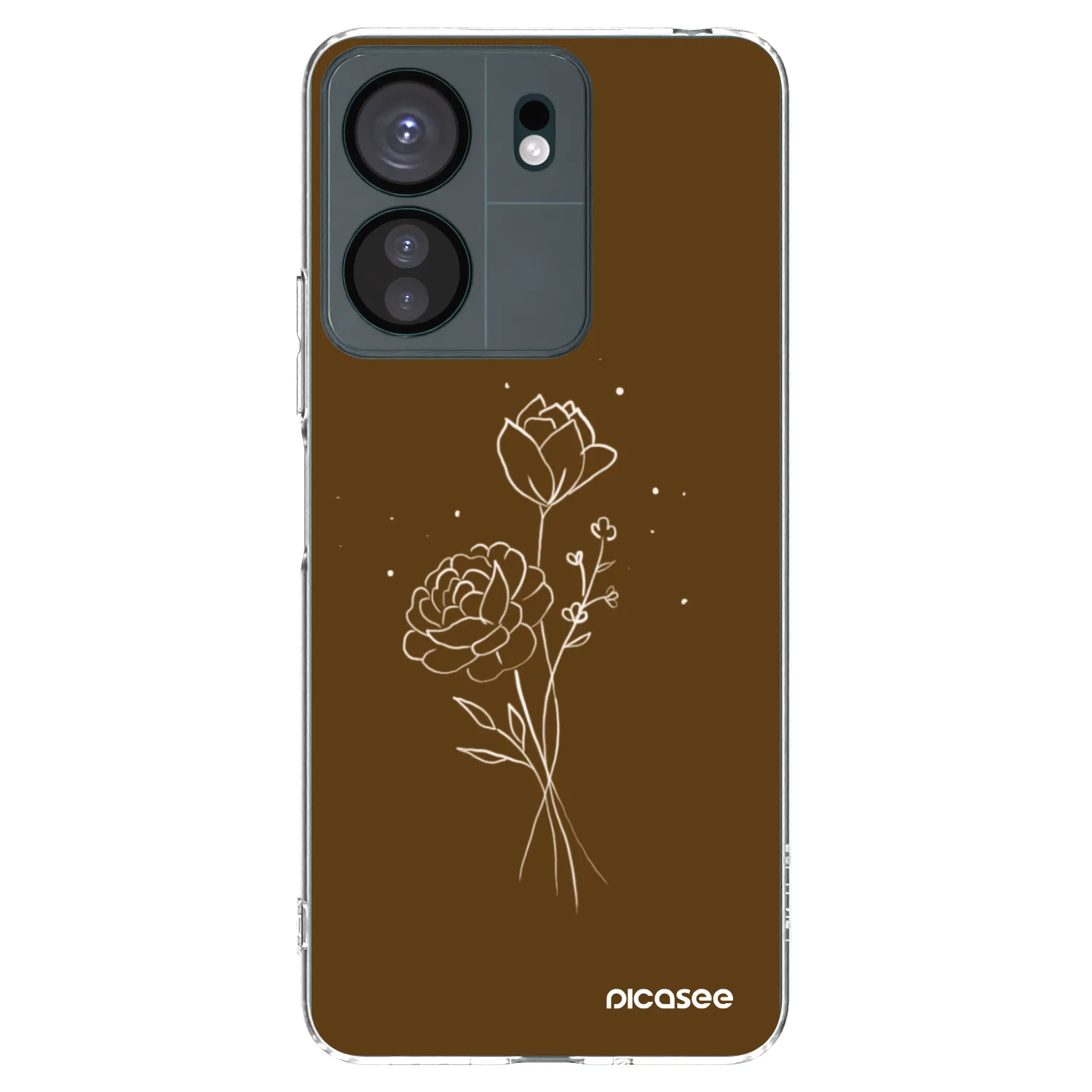 Picasee silikonový průhledný obal pro Xiaomi Redmi 13C 4G - Brown flowers
