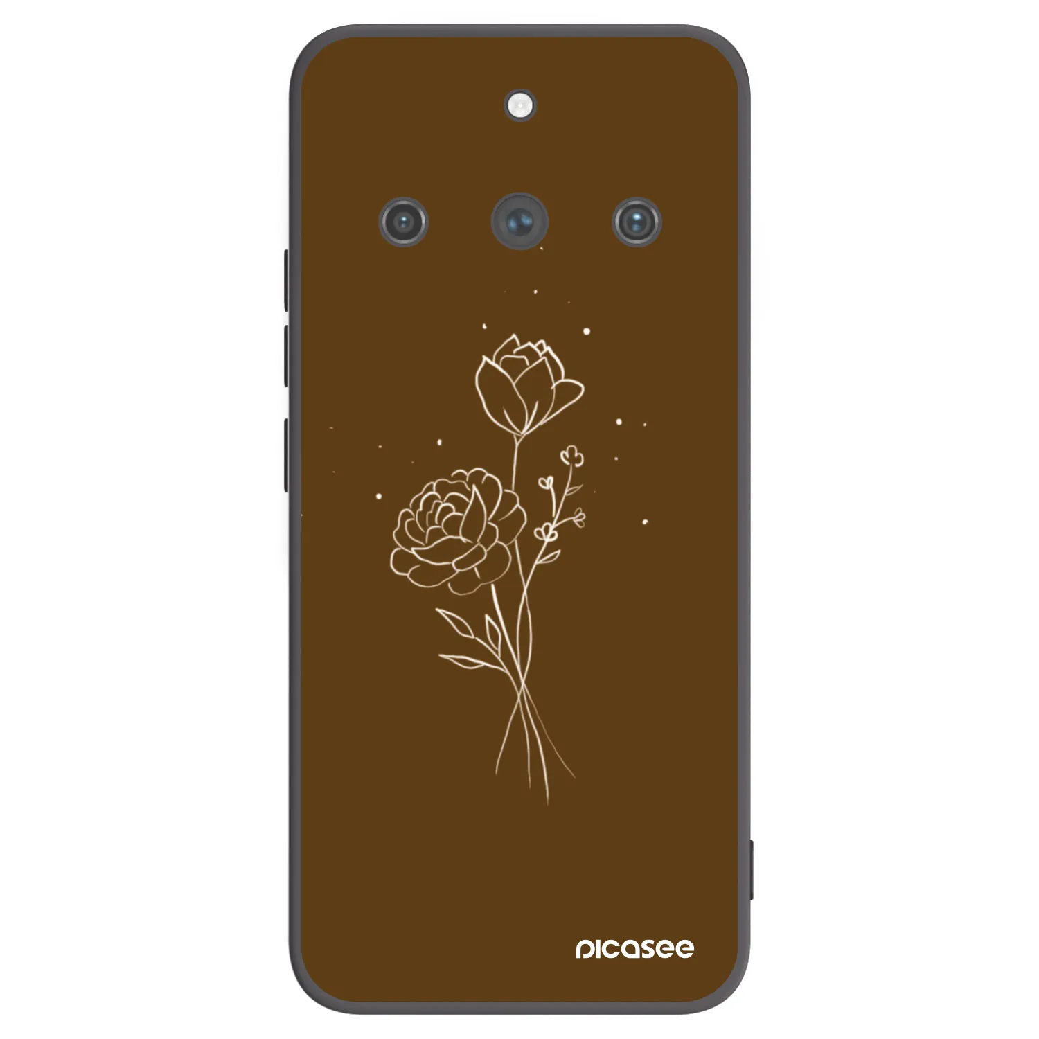 Picasee silikonový černý obal pro Realme 11 Pro+ - Brown flowers