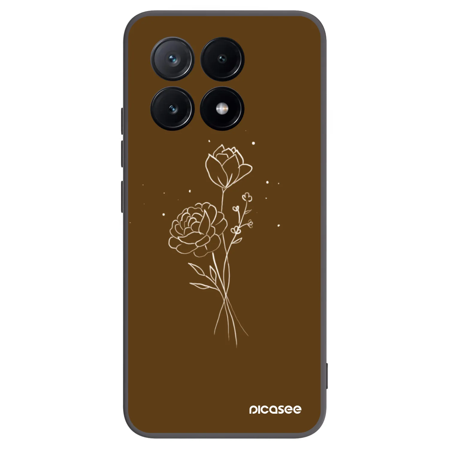 Picasee silikonový černý obal pro Xiaomi Poco X6 Pro - Brown flowers
