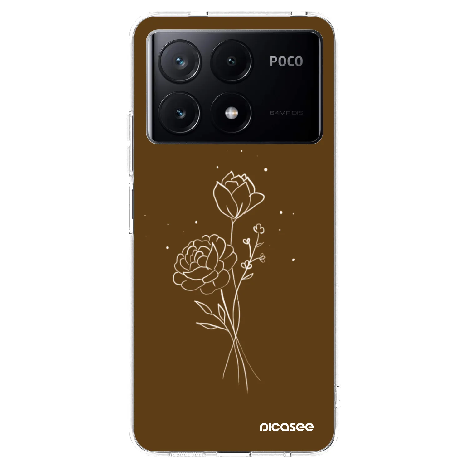Picasee silikonový průhledný obal pro Xiaomi Poco X6 Pro - Brown flowers
