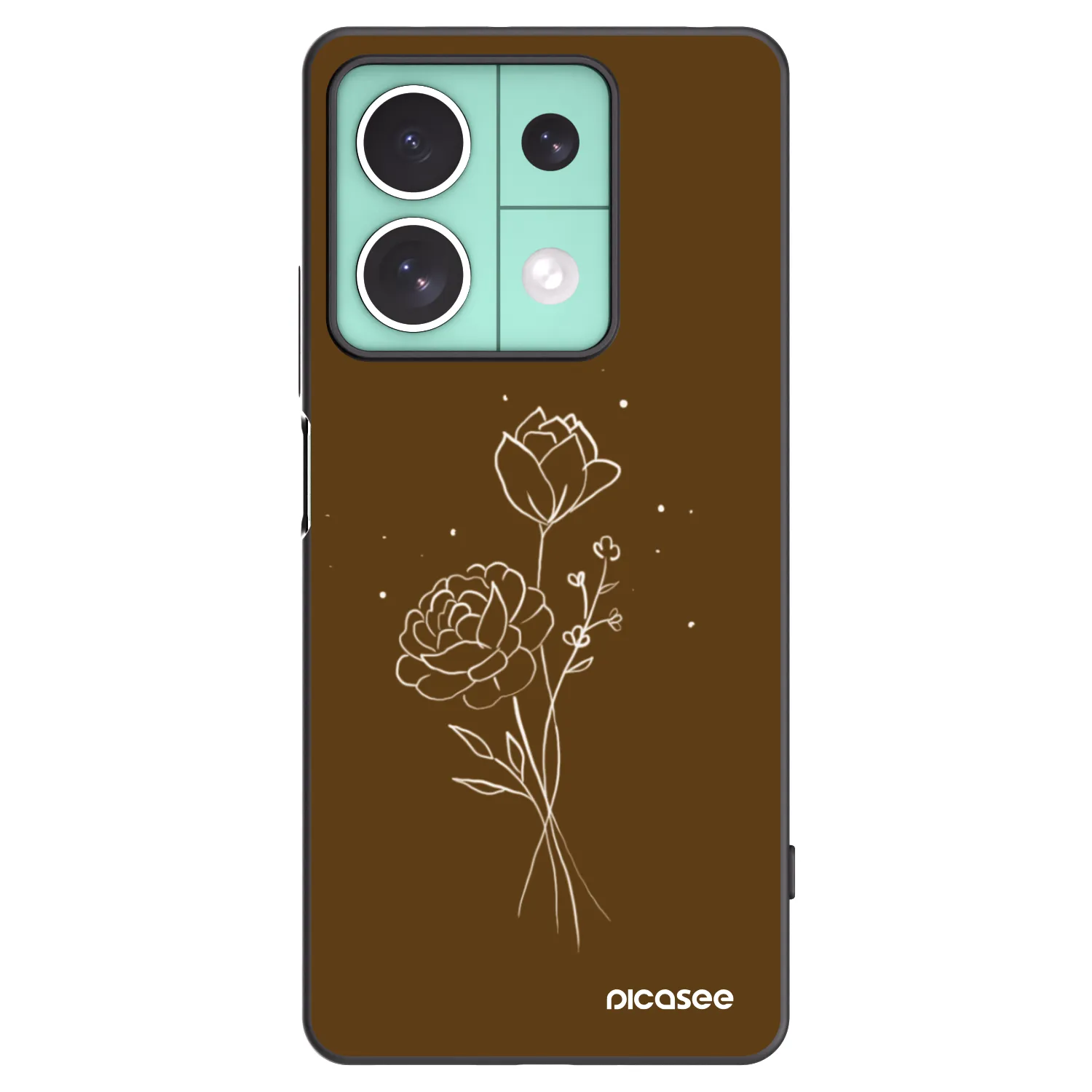 Picasee silikonový černý obal pro Xiaomi Redmi Note 13 5G - Brown flowers