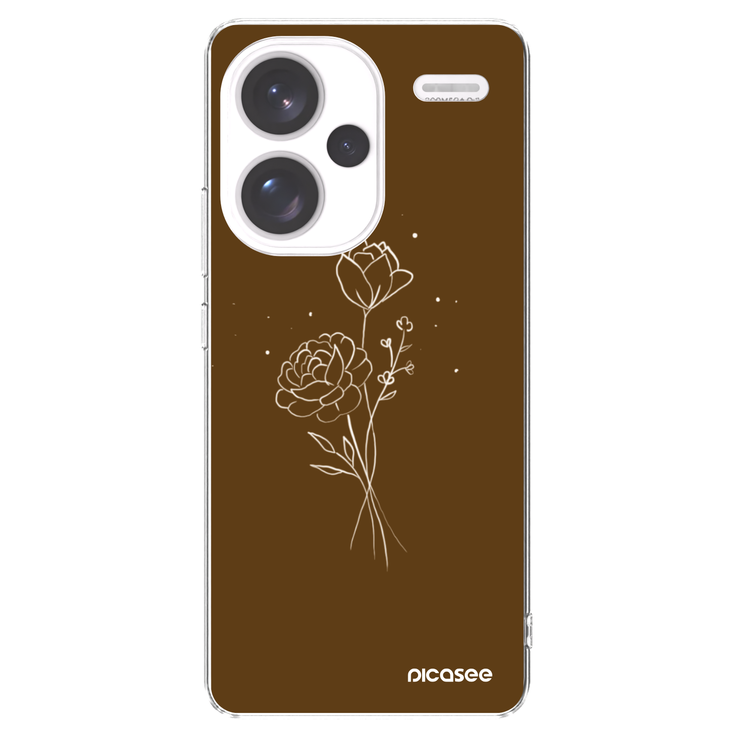 Picasee silikonový průhledný obal pro Xiaomi Redmi Note 13 Pro+ 5G - Brown flowers